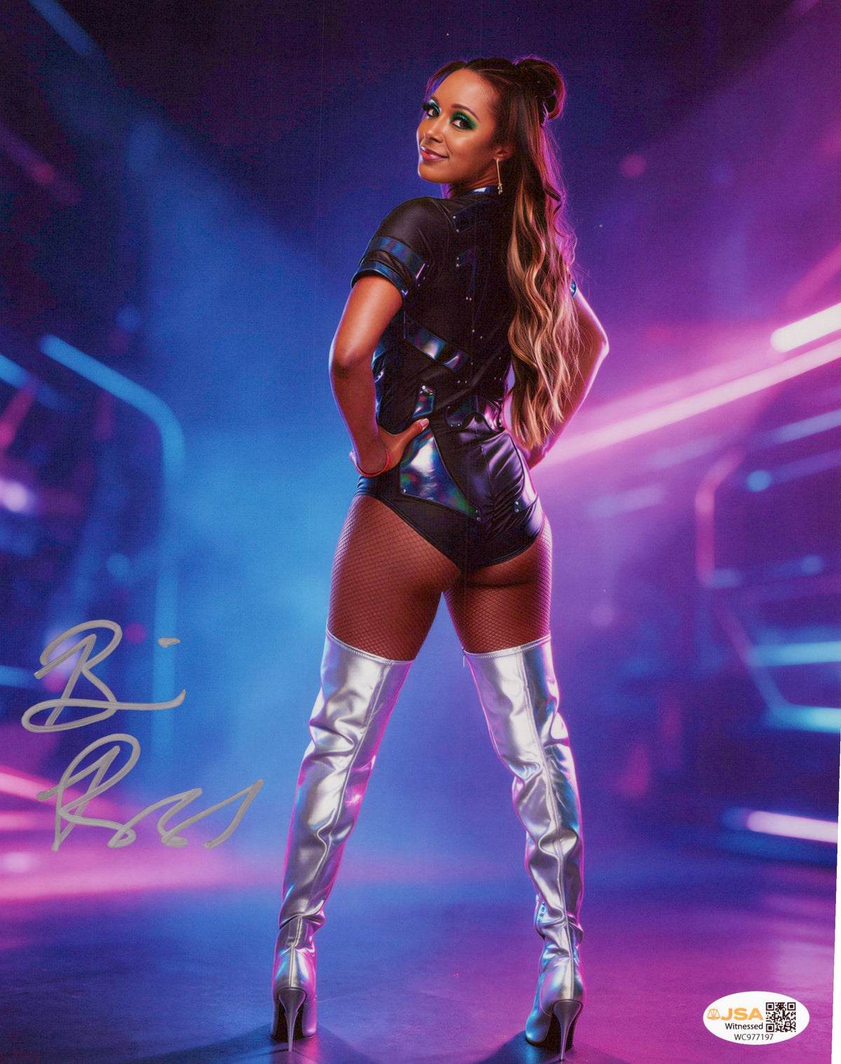 Brandi Rhodes metallic 8x10 photo JSA COA funhouse signed auto autographed WWE AEW