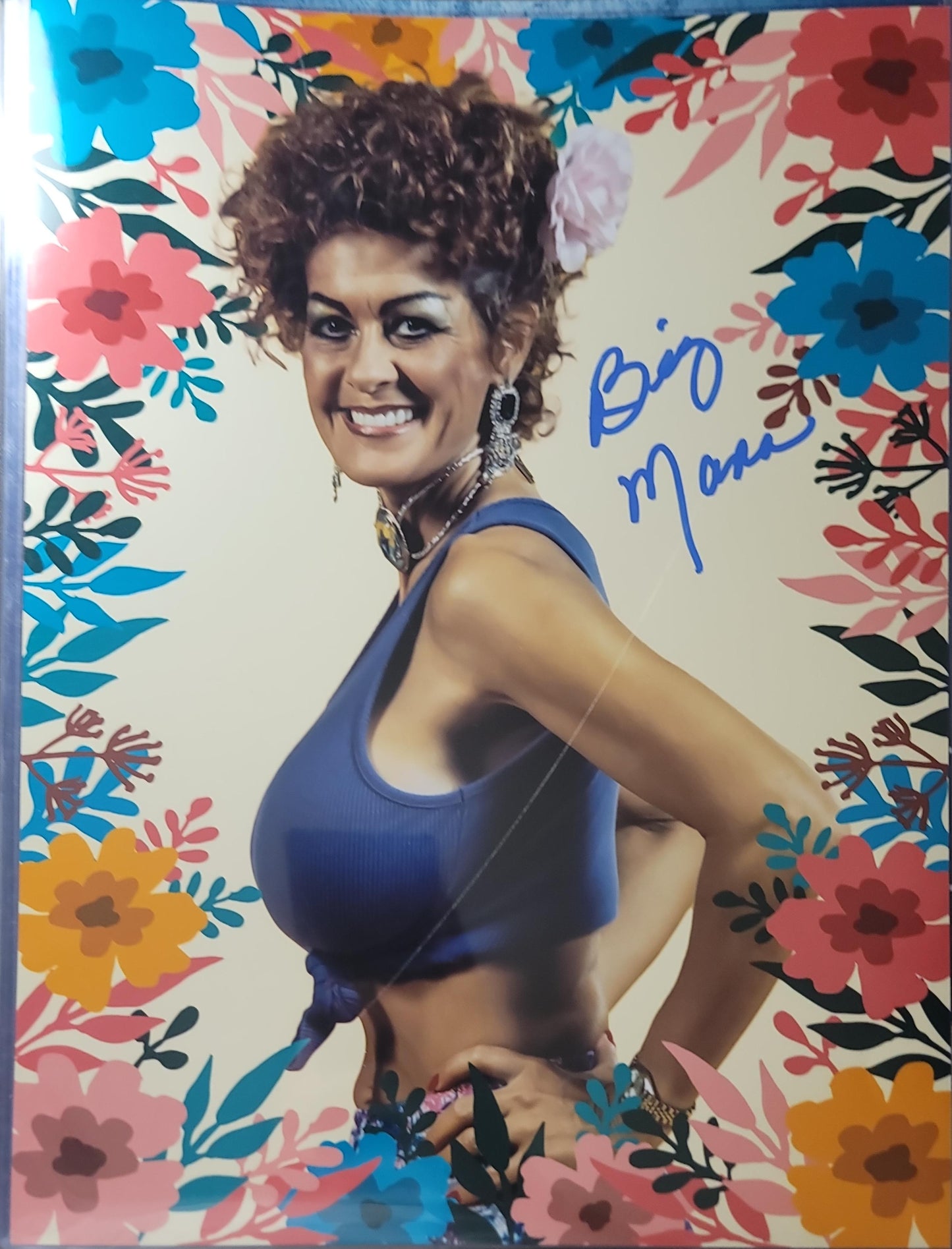 Big Mama Funhouse metallic custom promo 11x14 NWA photo signed auto autographed