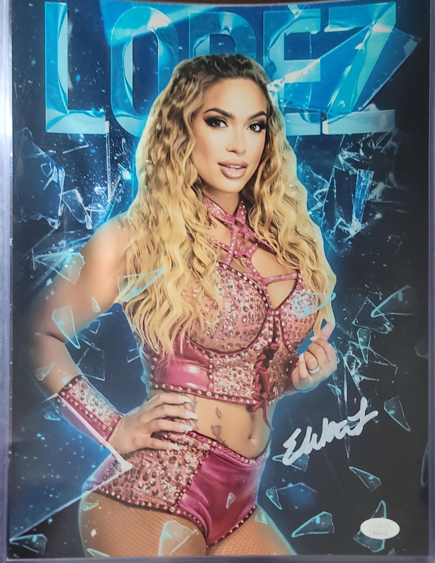 Elektra Lopez (11x14 metallic) funhouse photo signed auto autographed NXT jsa