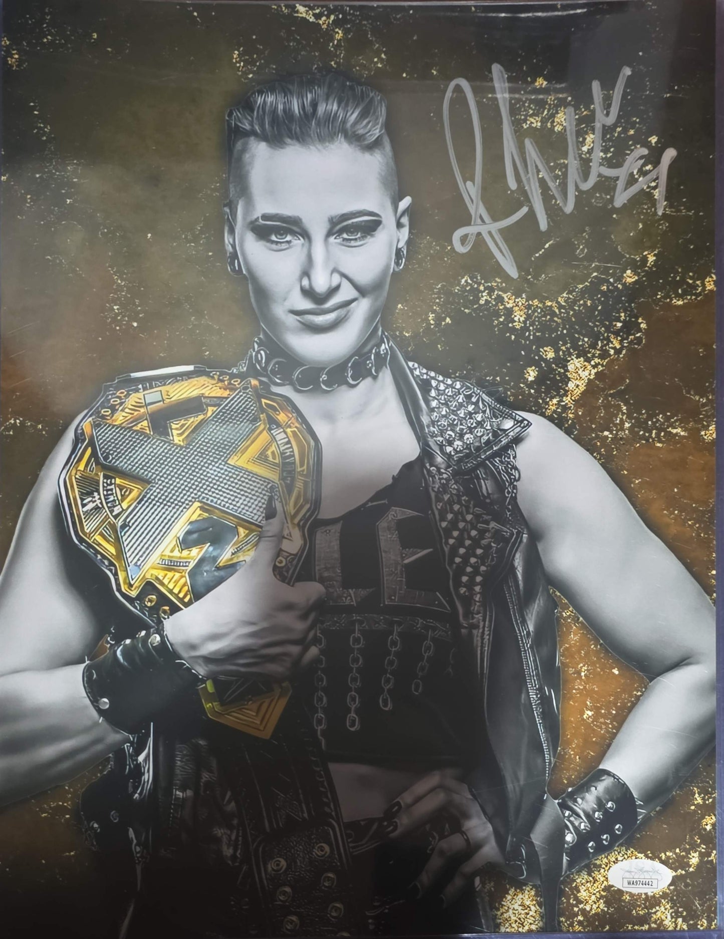 Rhea Ripley (11x14 metallic) funhouse AEW photo signed autographed JSA COA