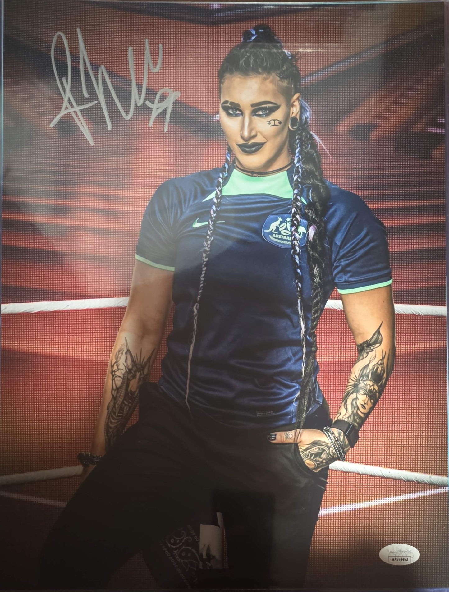 Rhea Ripley (11x14 metallic) funhouse AEW photo signed autographed JSA COA