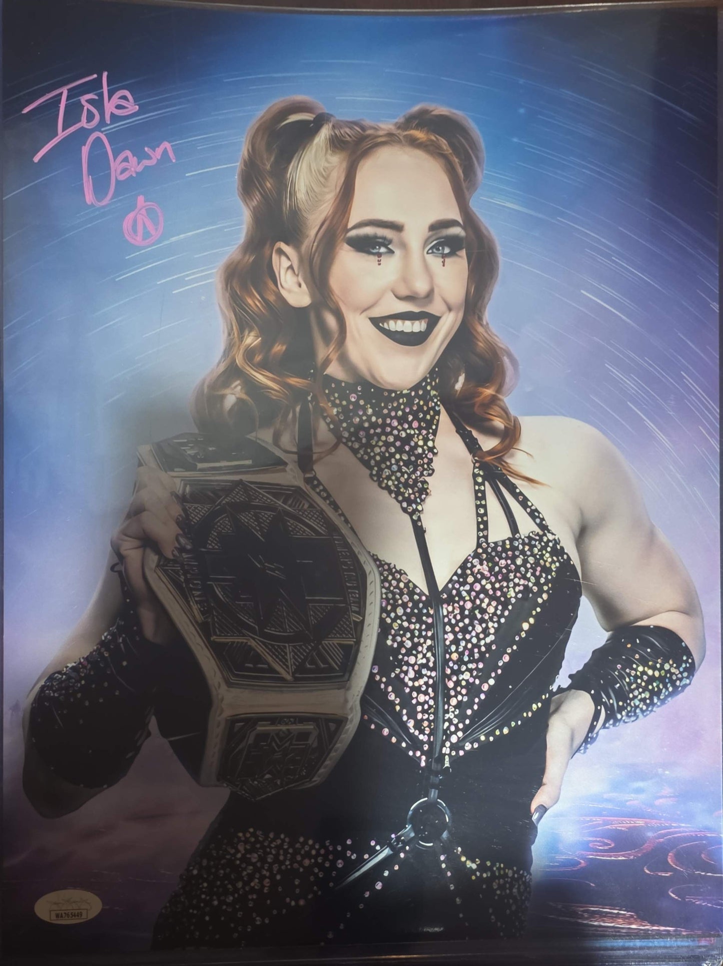 Isla Dawn (11x14 metallic) funhouse AEW photo signed autographed JSA COA