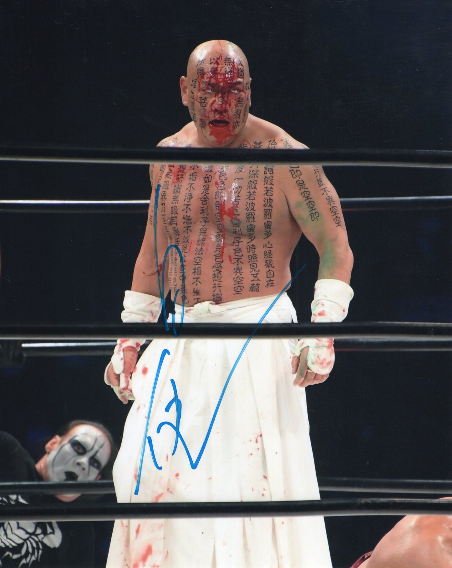 Hakushi RARE Jinsei Shinzaki (metallic 8x10) photo signed autographed Michinoku WWF 2