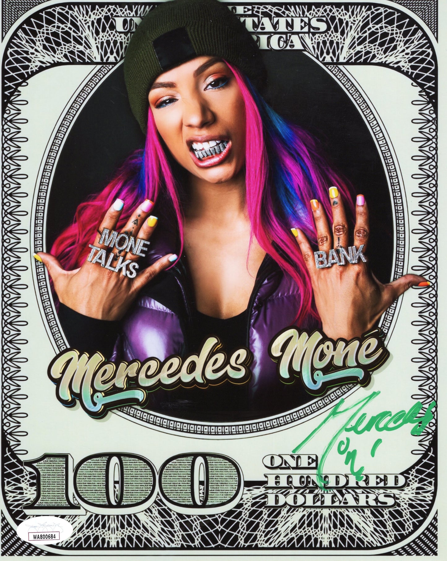 Mercedes Mone Sasha Banks (metallic 8x10) wwe aew njpw jsa certed photo signed auto autographed