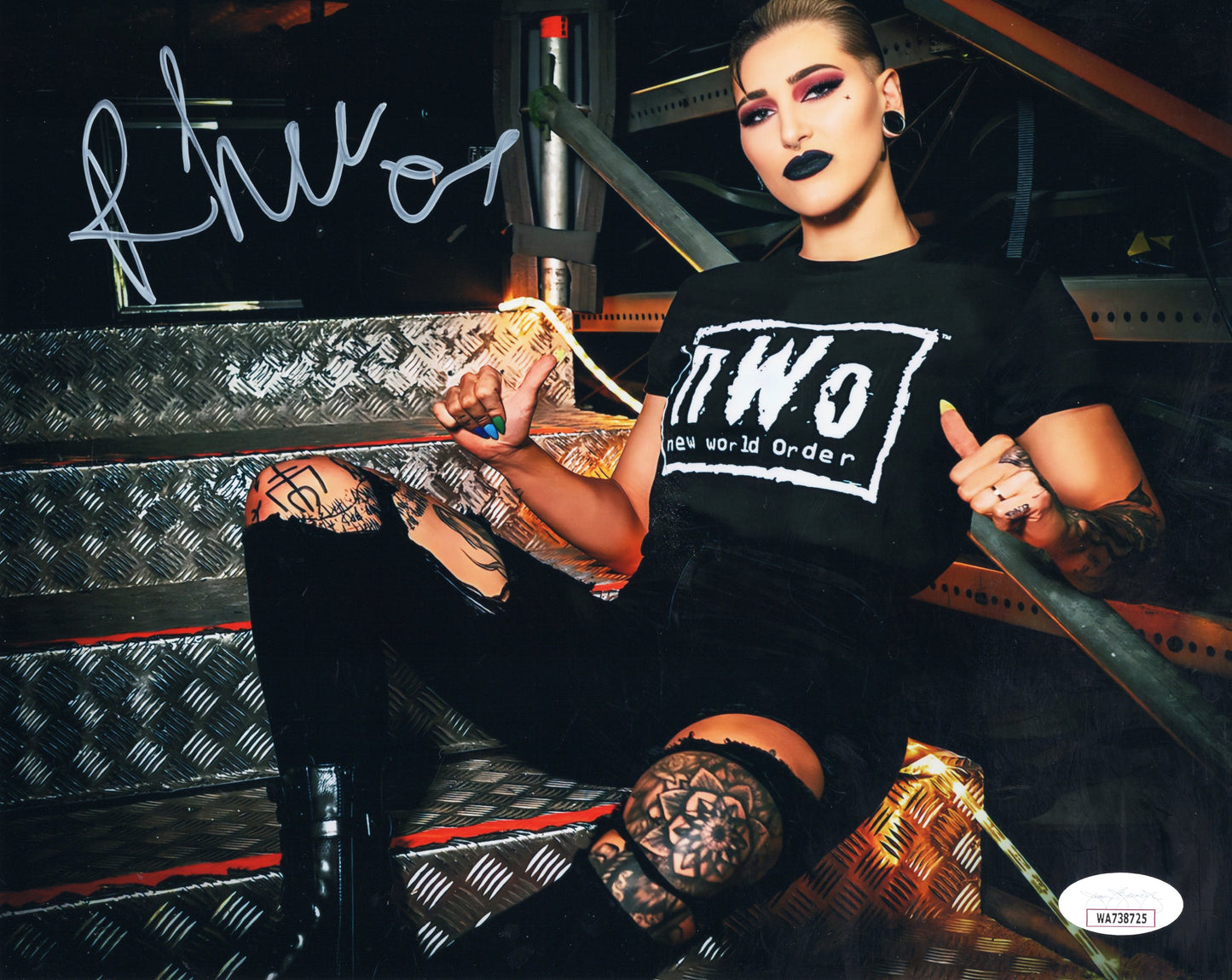 Rhea Ripley (8x10 metallic) jsa Funhouse MAMI photo signed auto autographed NWO