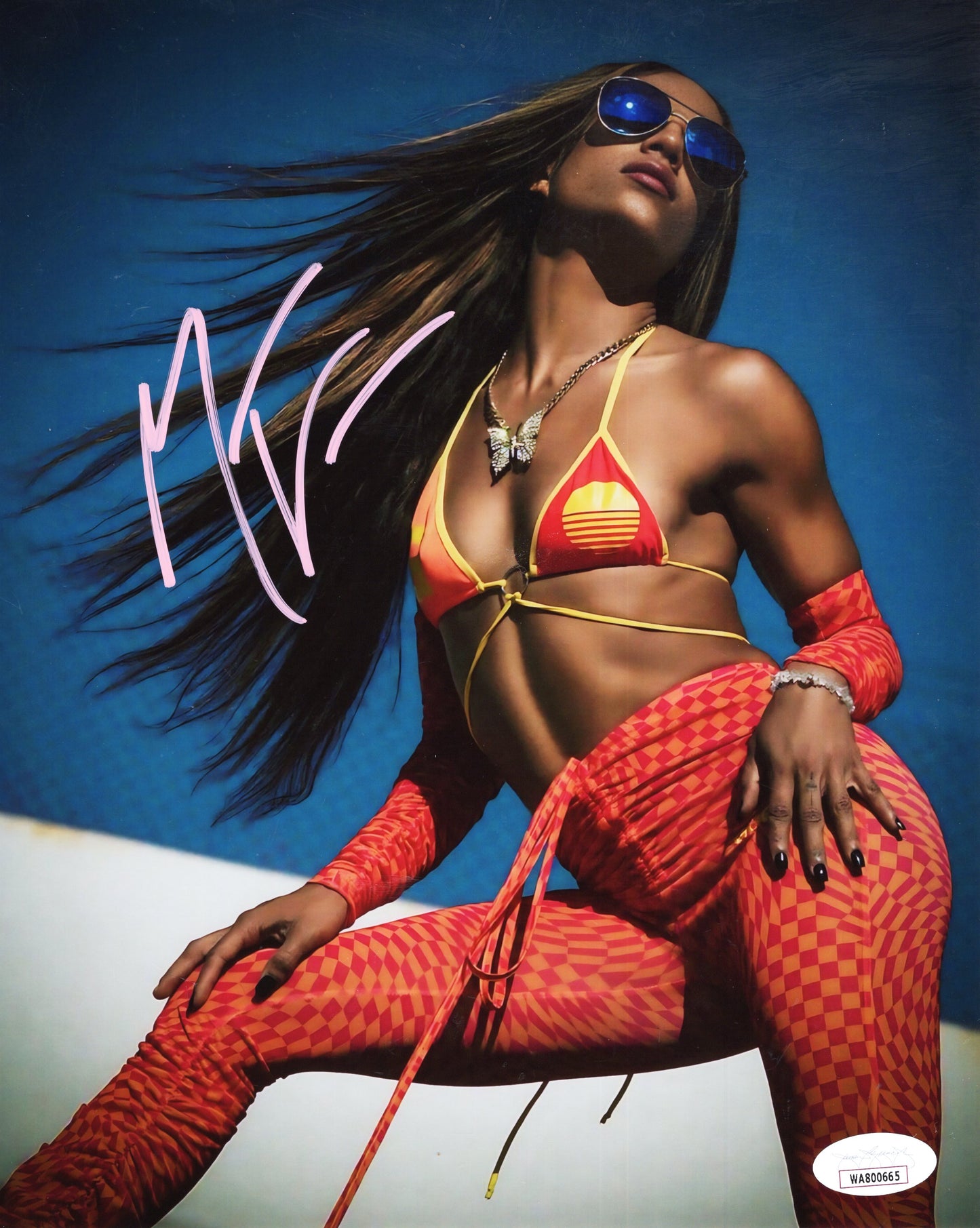 Mercedes Varnado Mone Sasha Banks (metallic 8x10) wwe aew njpw jsa photo signed