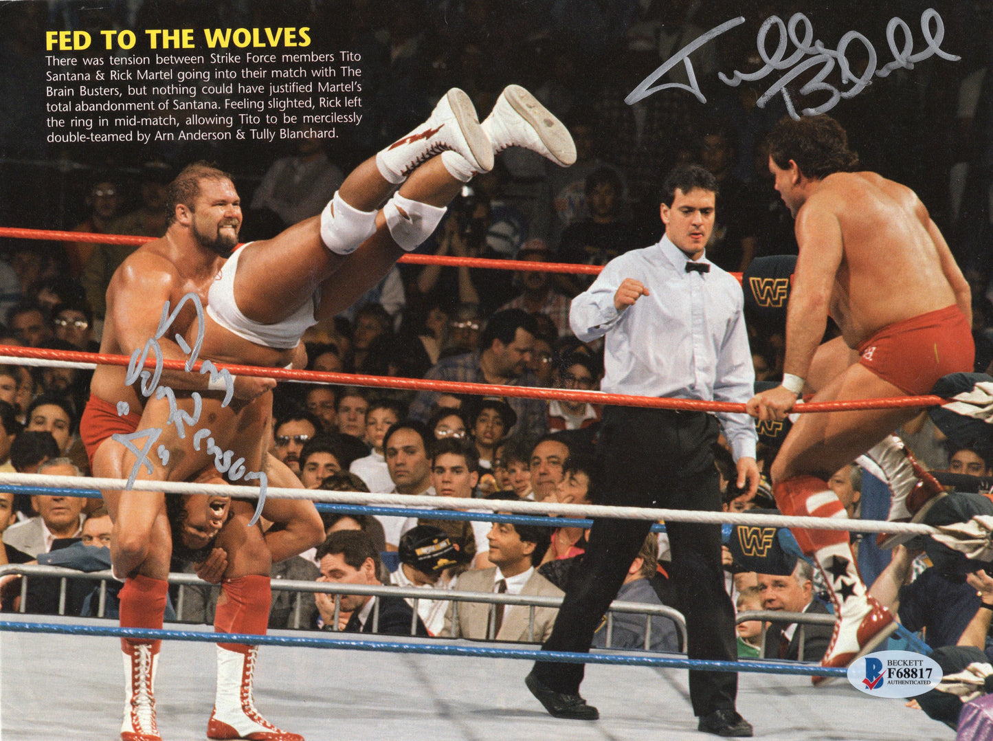 Brain Busters Blanchard Anderson Beckett COA (magazine page) signed WW WCW NWA autographedF