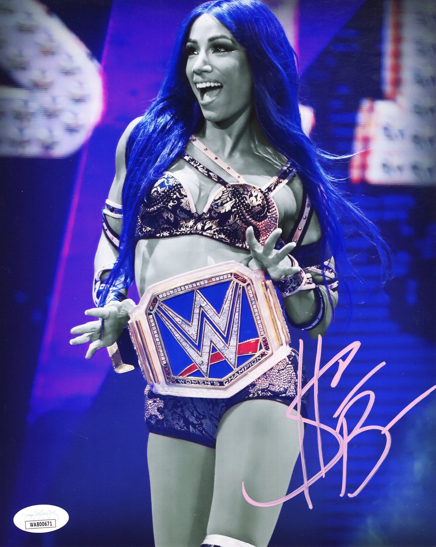 Sasha Banks (metallic 8x10) wwe aew njpw jsa certed photo signed auto autographed