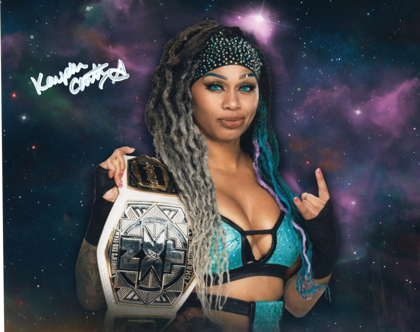 Kayden Carter (metallic 8x10) funhouse photo signed auto autographed WWE