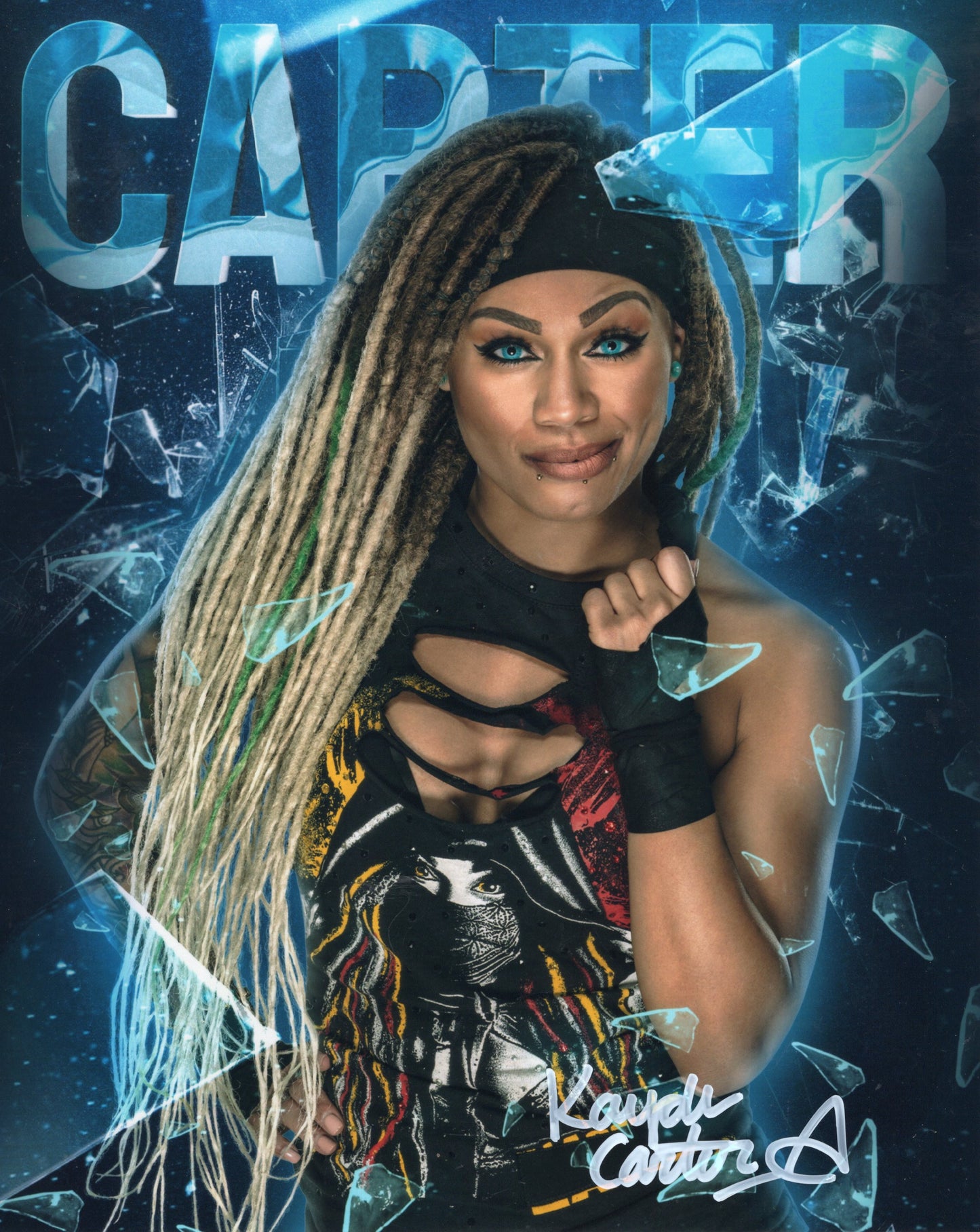 Kayden Carter (metallic 8x10) funhouse photo signed auto autographed WWE