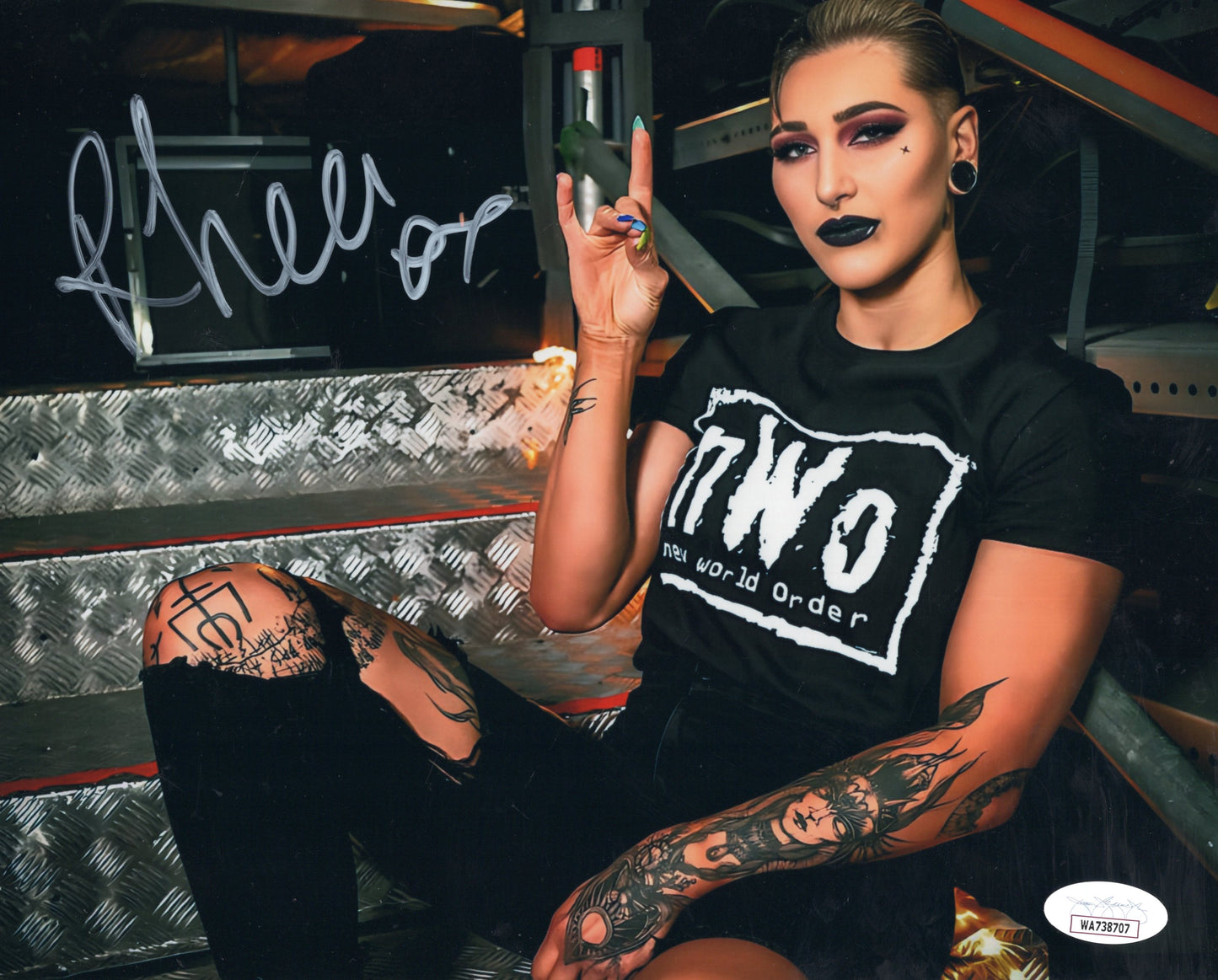Rhea Ripley (8x10 metallic) jsa Funhouse MAMI photo signed auto autographed NWO