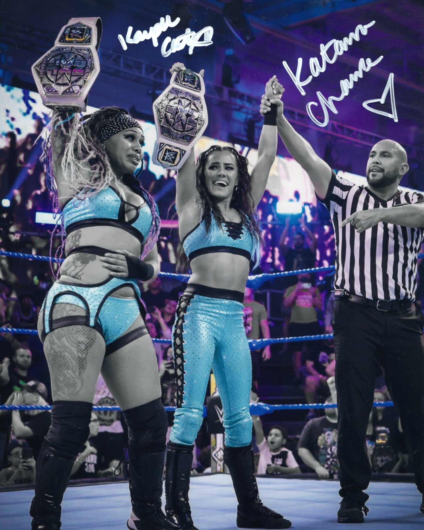 Kayden Carter Katana Chance funhouse metallic 8x10 - WWE NXT photo signed auto autographed