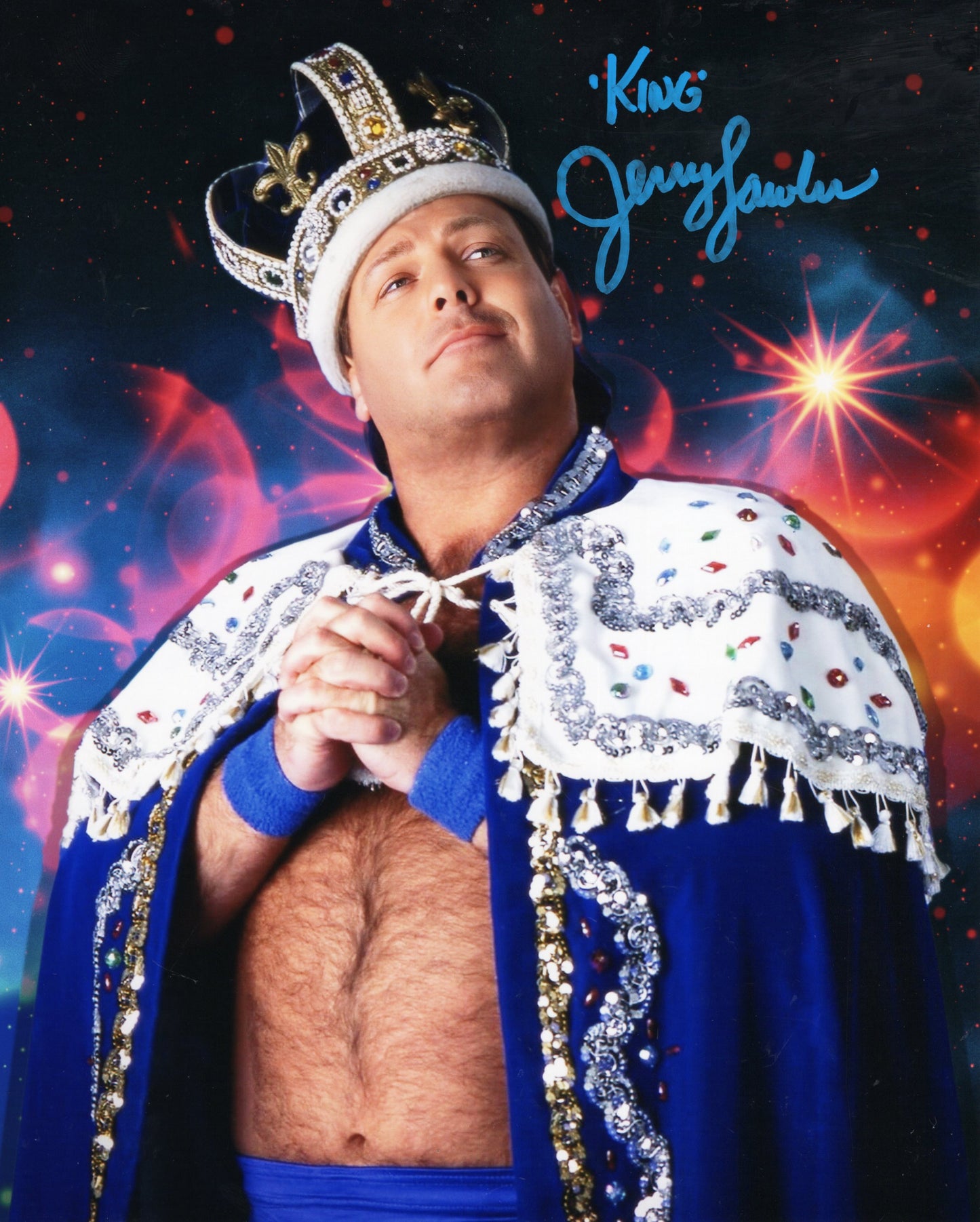 King Jerry Lawler (8x10 metallic) Funhouse photo signed auto autographed WWE ECW