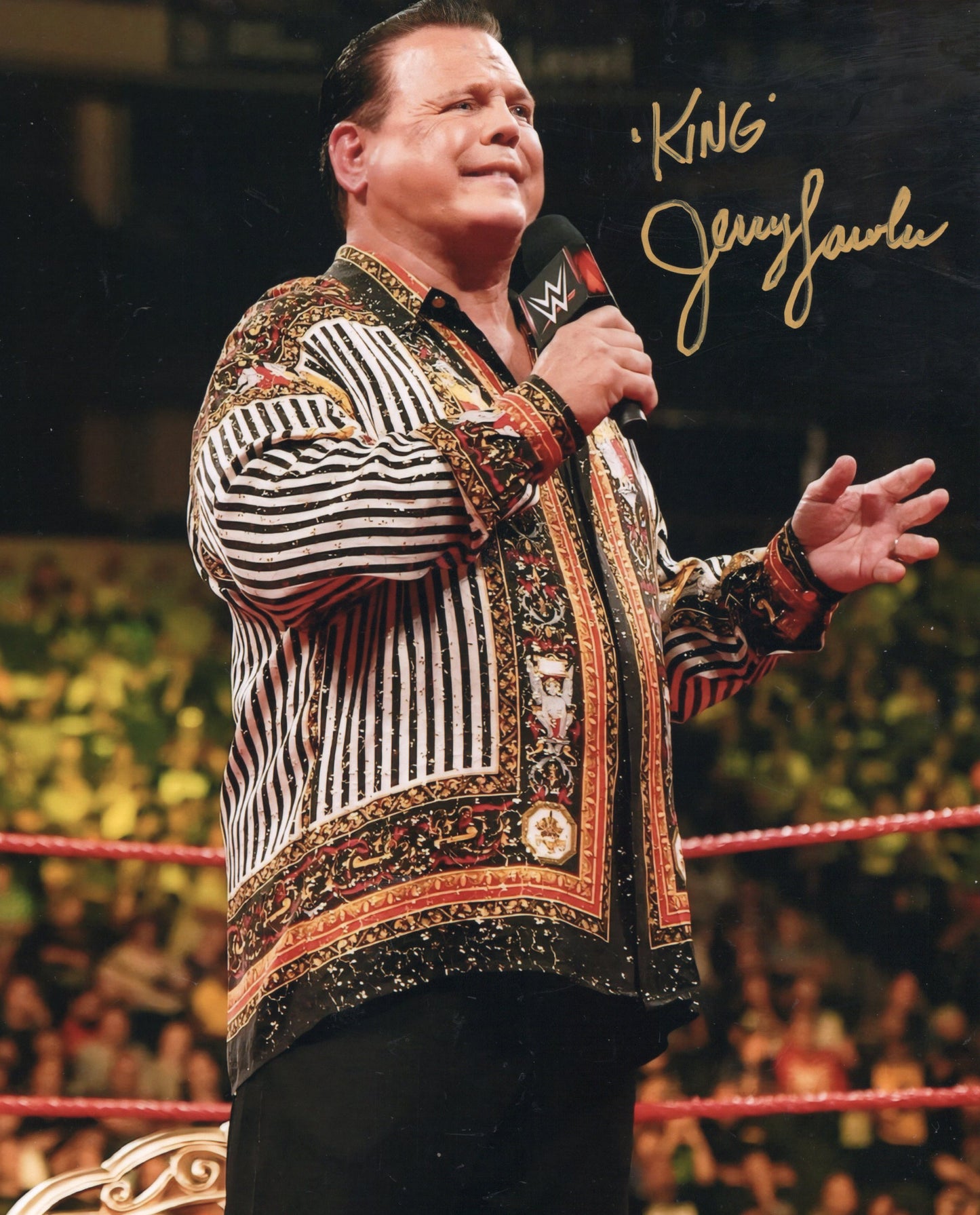 King Jerry Lawler (8x10 metallic) Funhouse photo signed auto autographed WWE ECW