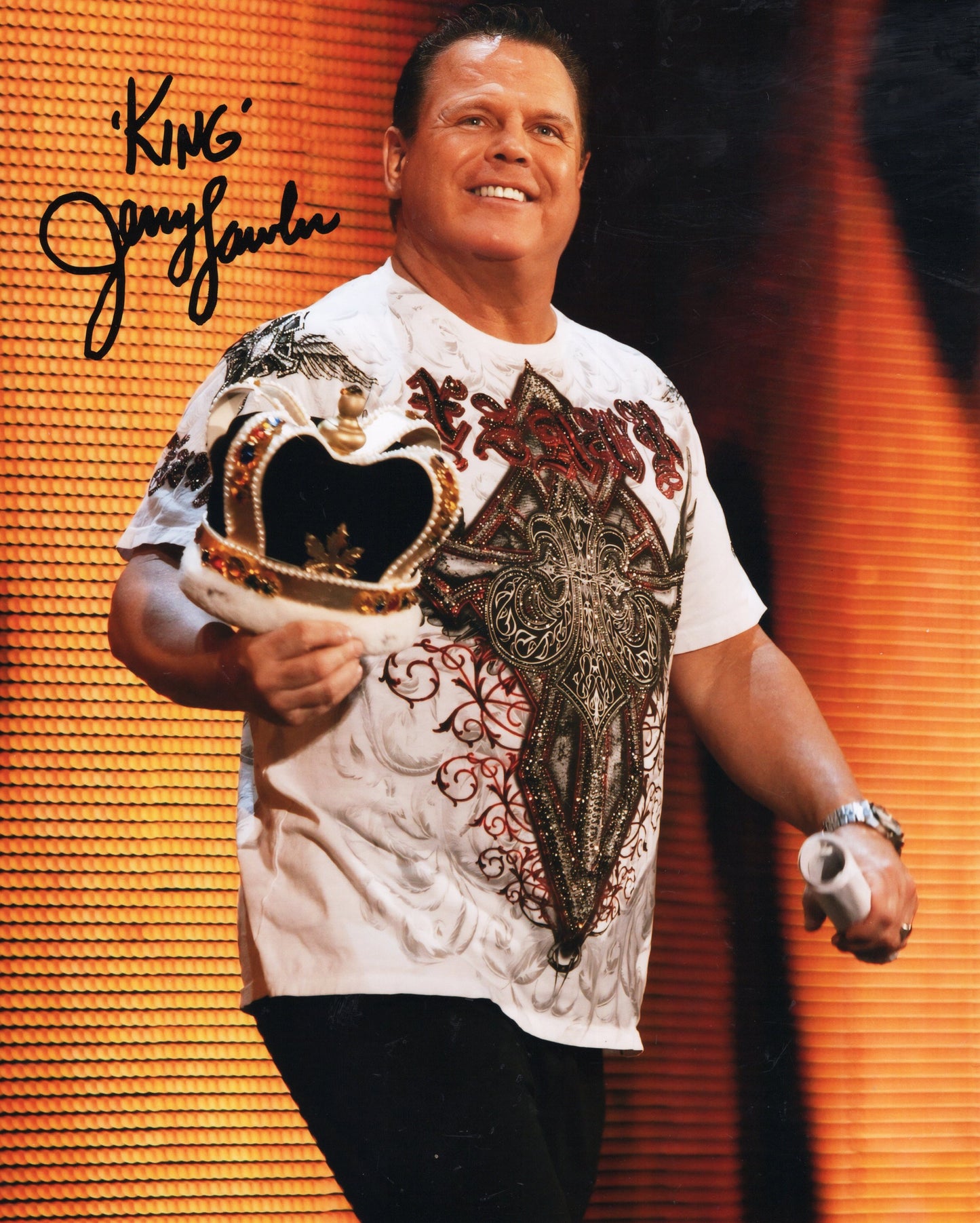 King Jerry Lawler (8x10 metallic) Funhouse photo signed auto autographed WWE ECW
