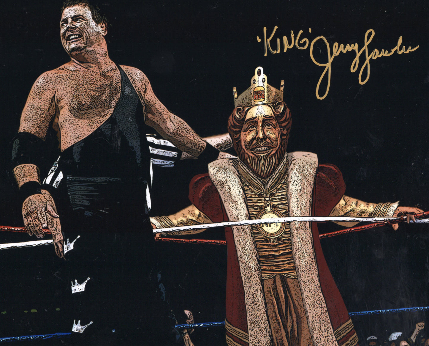 King Jerry Lawler (8x10 metallic) Funhouse photo signed auto autographed WWE ECW