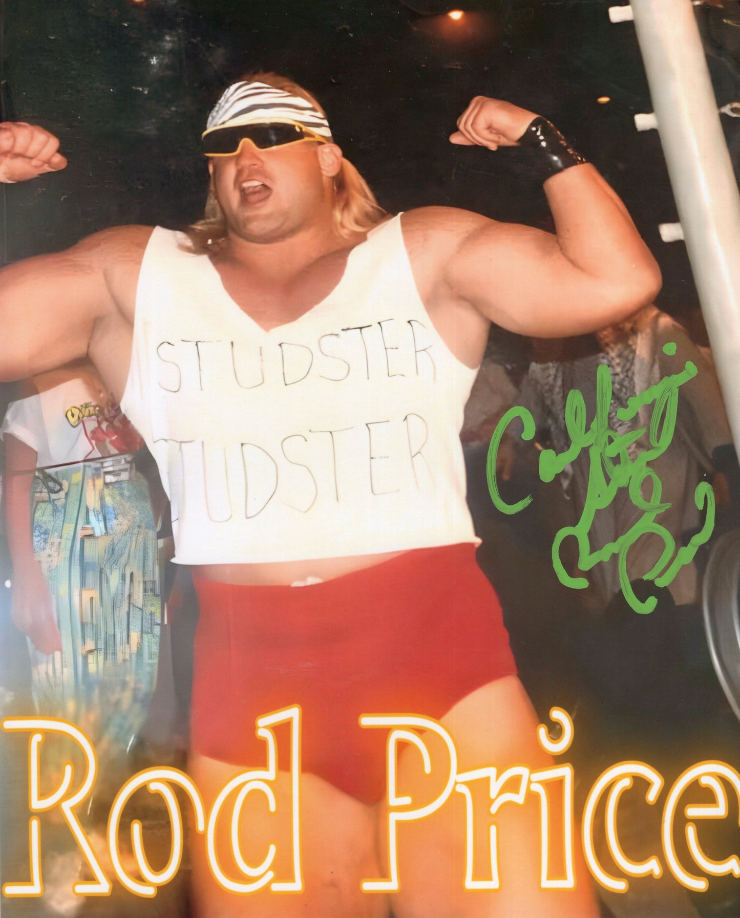 Rod Price (metallic 8x10) signed autographed photo WCCW RARE