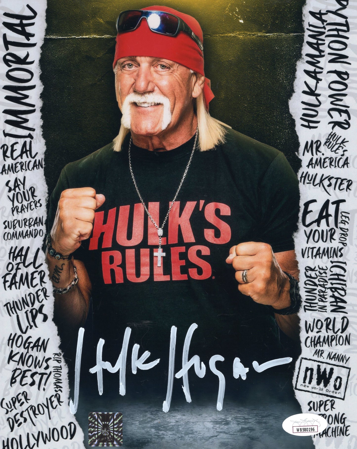 Hulk Hogan (metallic 8x10 photo) Beach Shop JSA COA WWF WCW signed autographed