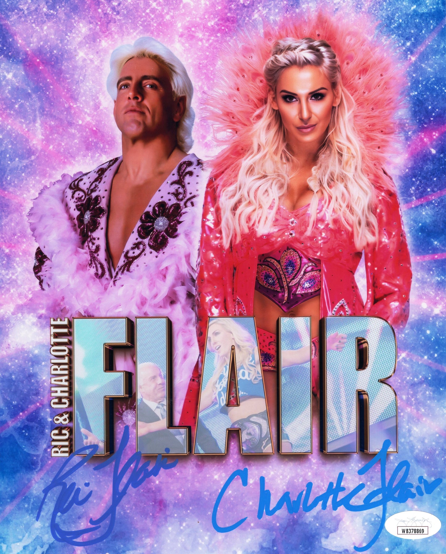 Ric Flair Charlotte Flair (8x10 metallic) jsa coa photo signed autographed WWE