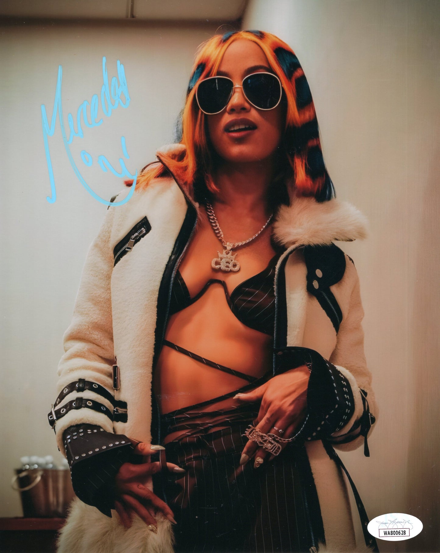 Mercedes Mone Sasha Banks (metallic 8x10) wwe aew njpw jsa coa photo signed