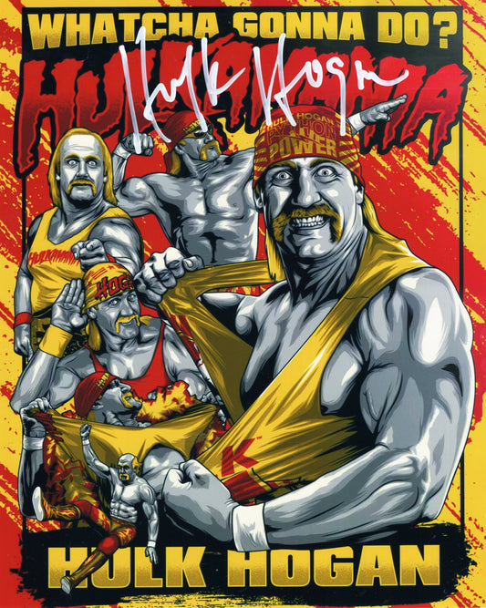 Hulk Hogan (metallic 8x10) photo Beach Shop COA WWF WCW signed autographed