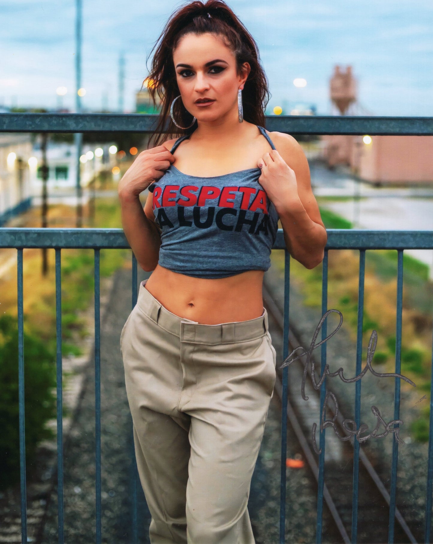 Thunder Rosa (metallic 8x10) AEW funhouse photo signed auto autographed