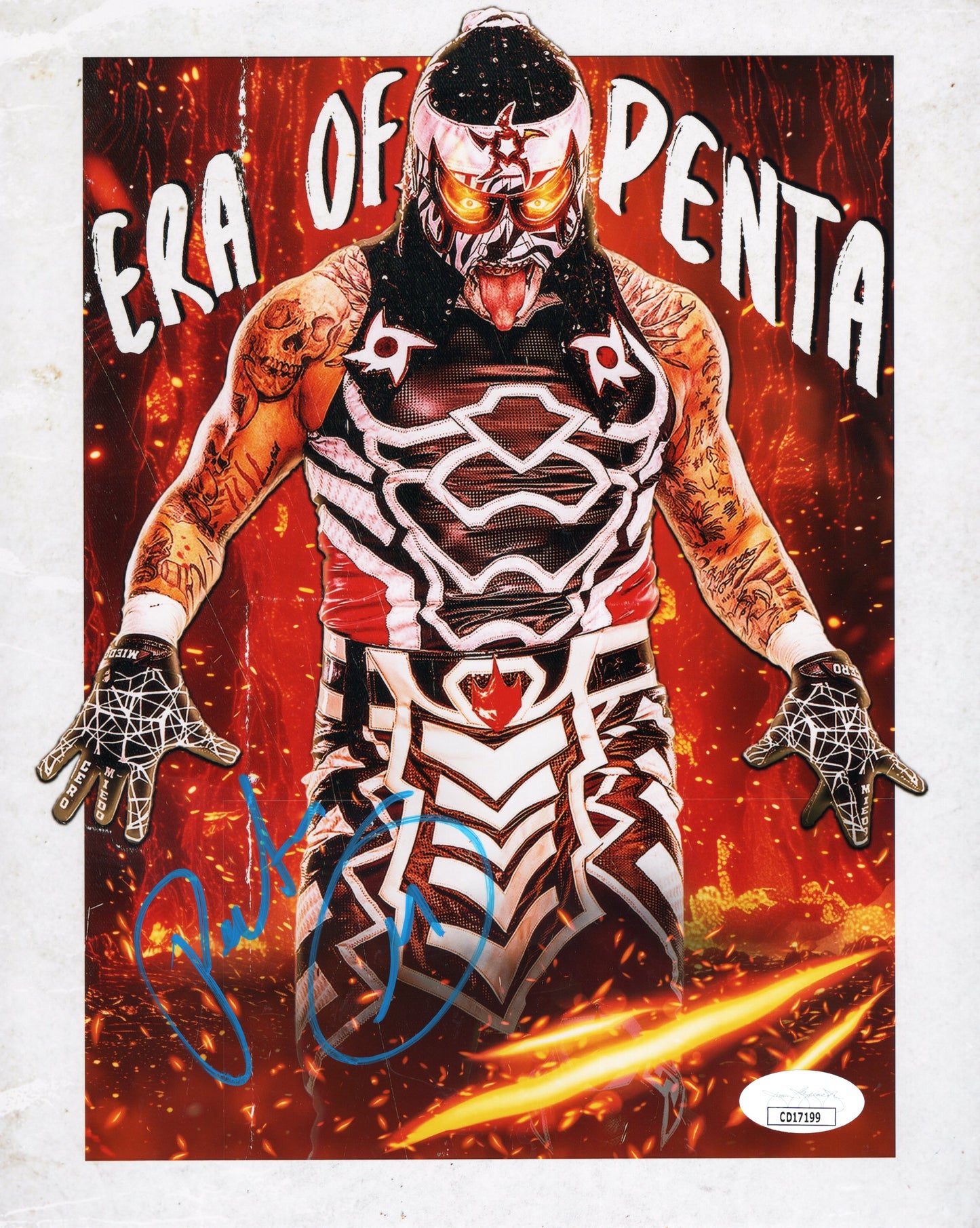 Penta (metallic 8x10 photo) JSA COA FUNHOUSE METALLIC WWE AEW autographed signed