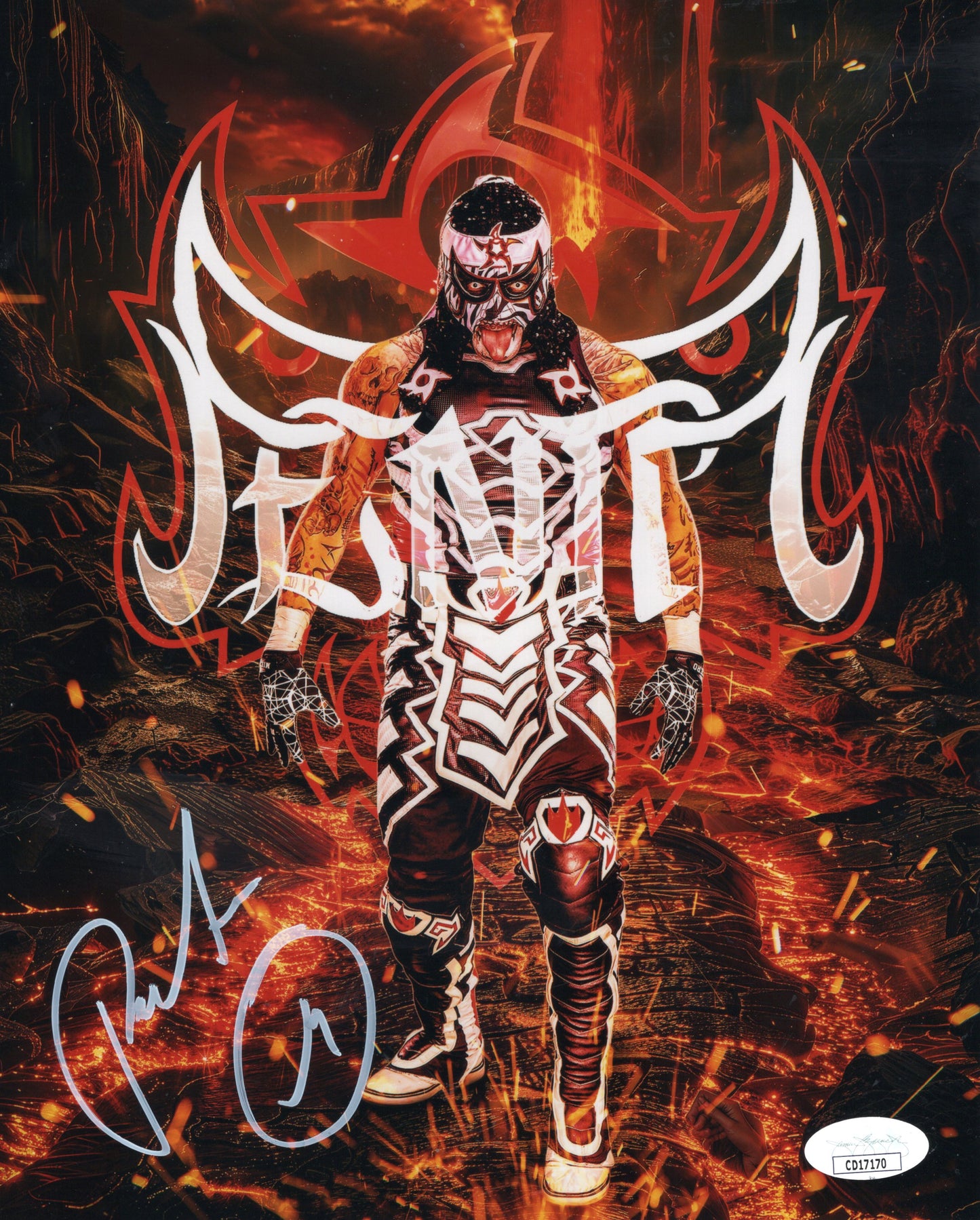 Penta (metallic 8x10 photo) JSA COA FUNHOUSE METALLIC WWE AEW autographed signed