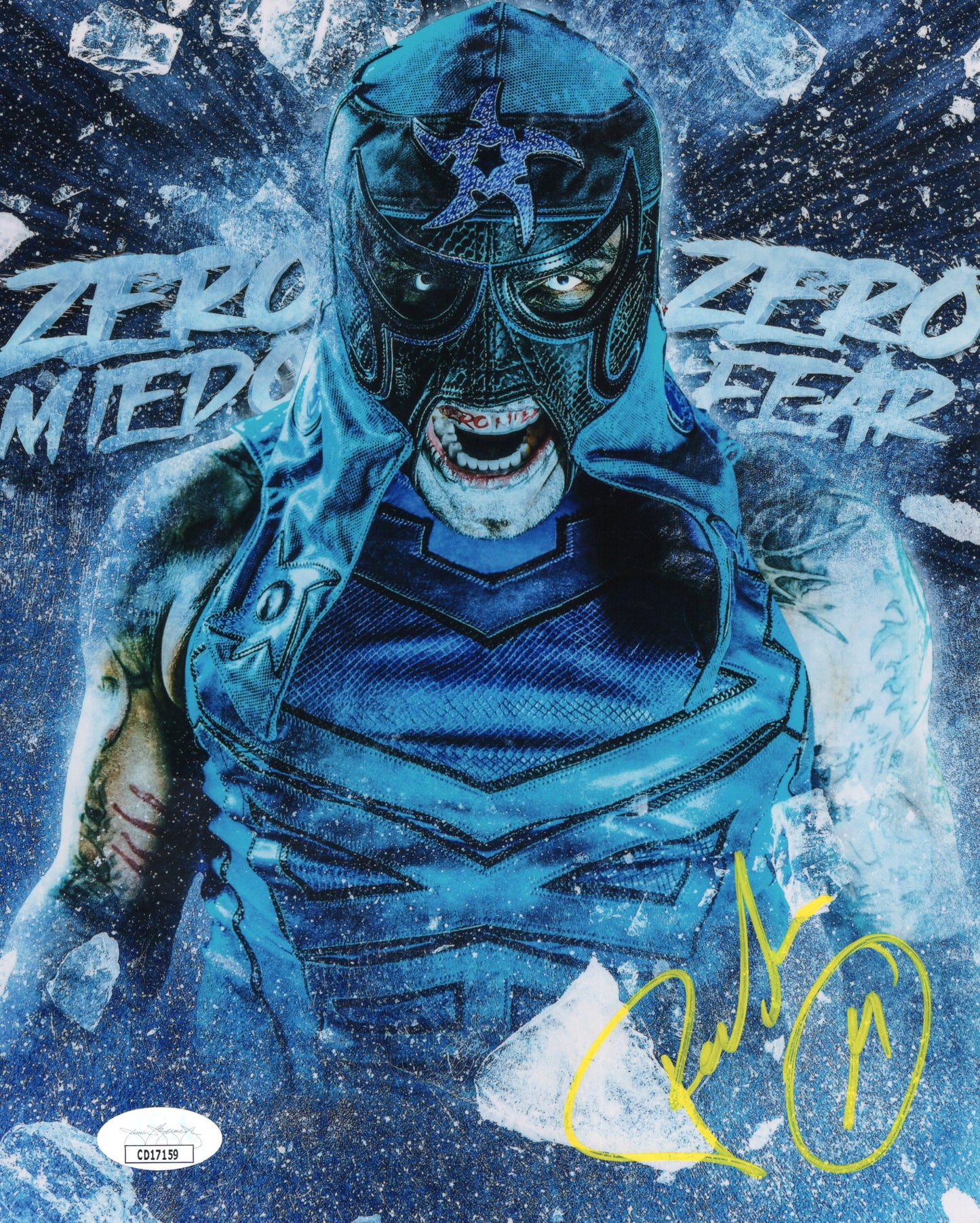 Penta (metallic 8x10 photo) JSA COA FUNHOUSE METALLIC WWE AEW autographed