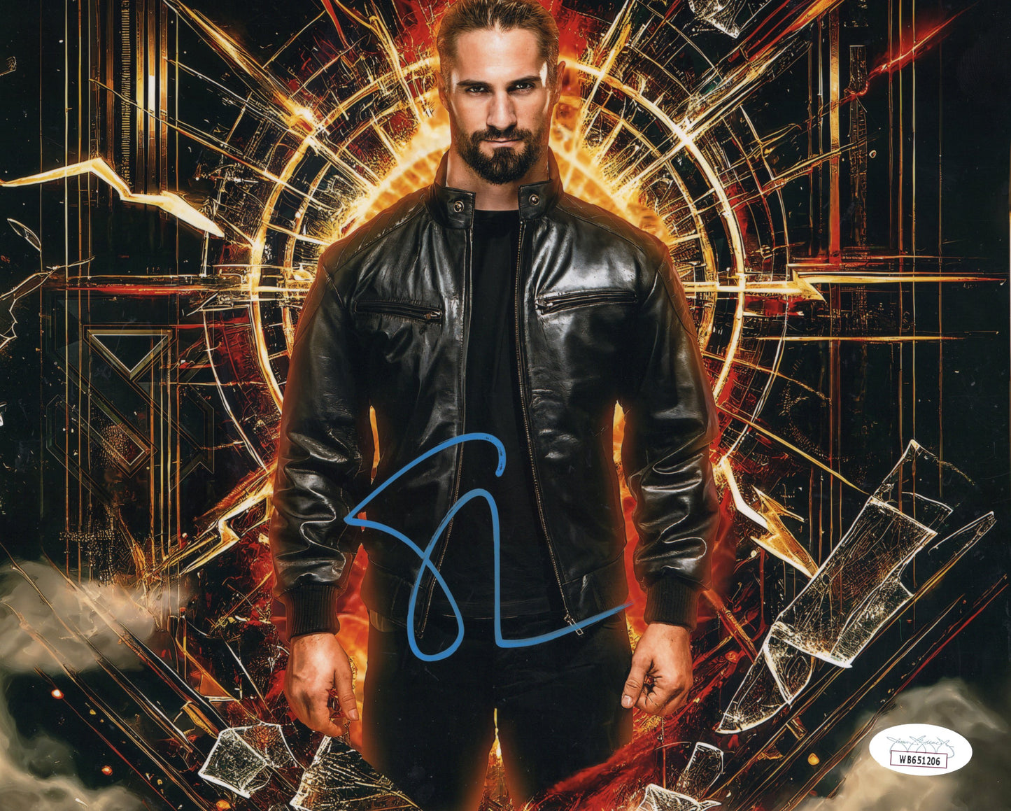 Seth Rollins (metallic 8x10 photo) JSA COA FUNHOUSE METALLIC WWE autographed