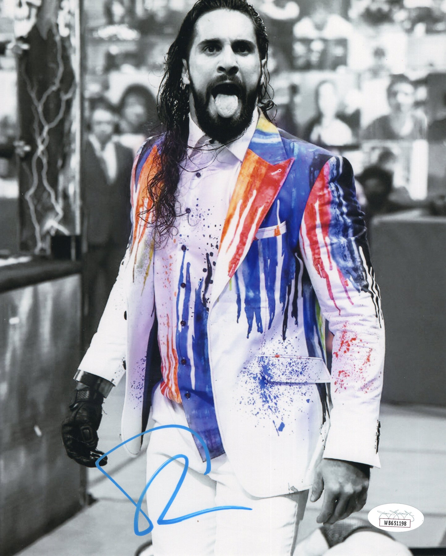 Seth Rollins (metallic 8x10 photo) JSA COA FUNHOUSE METALLIC WWE autographed