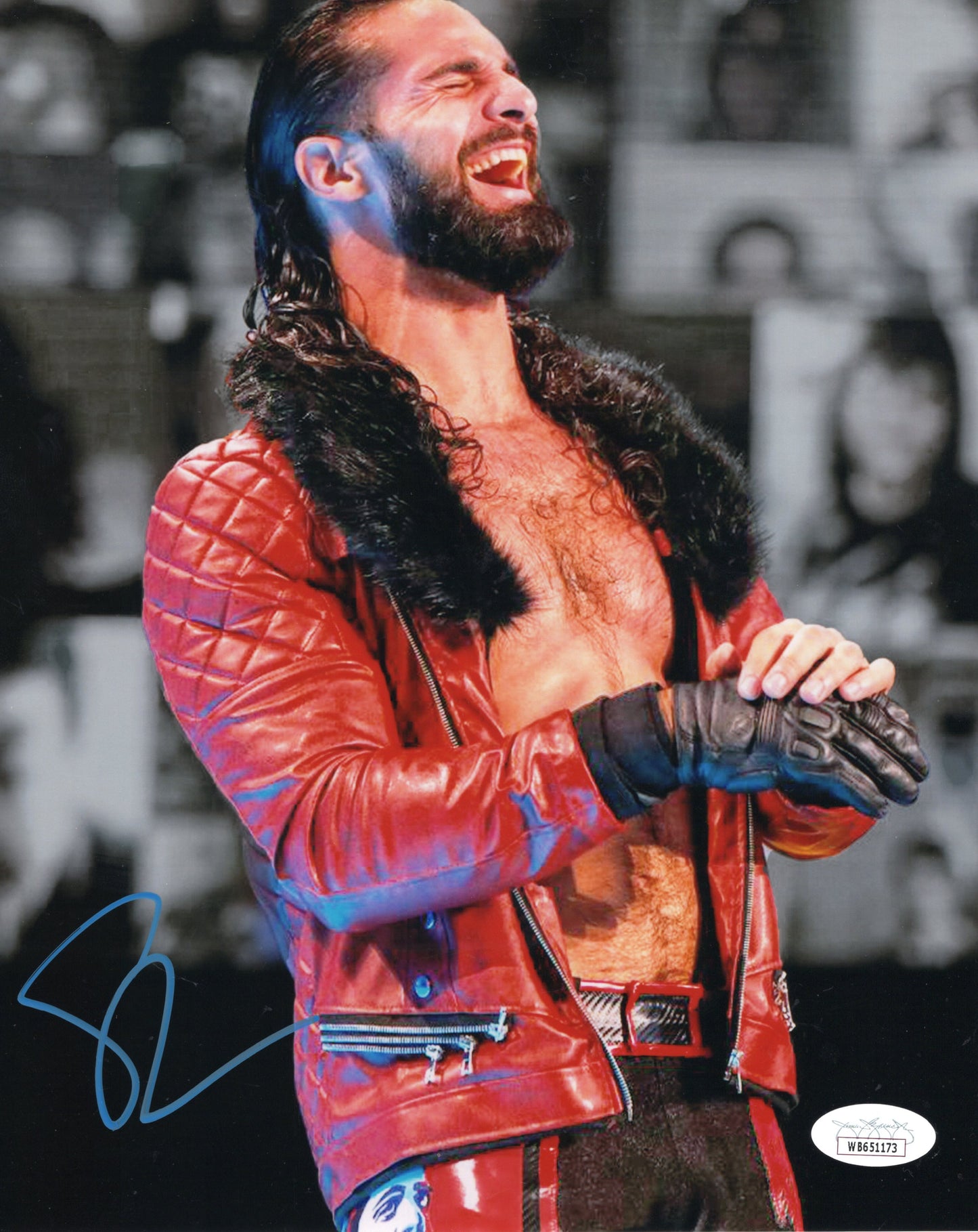 Seth Rollins (metallic 8x10 photo) JSA COA FUNHOUSE METALLIC WWE autographed