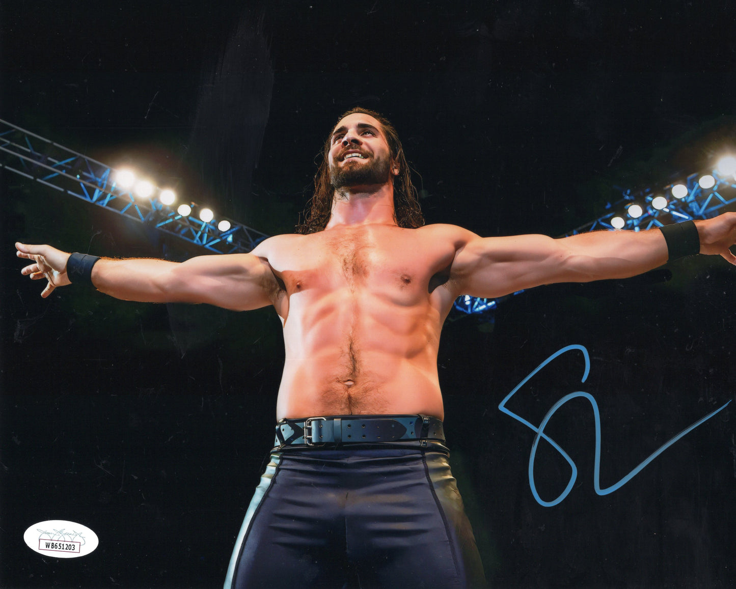 Seth Rollins (metallic 8x10 photo) JSA COA FUNHOUSE METALLIC WWE autographed