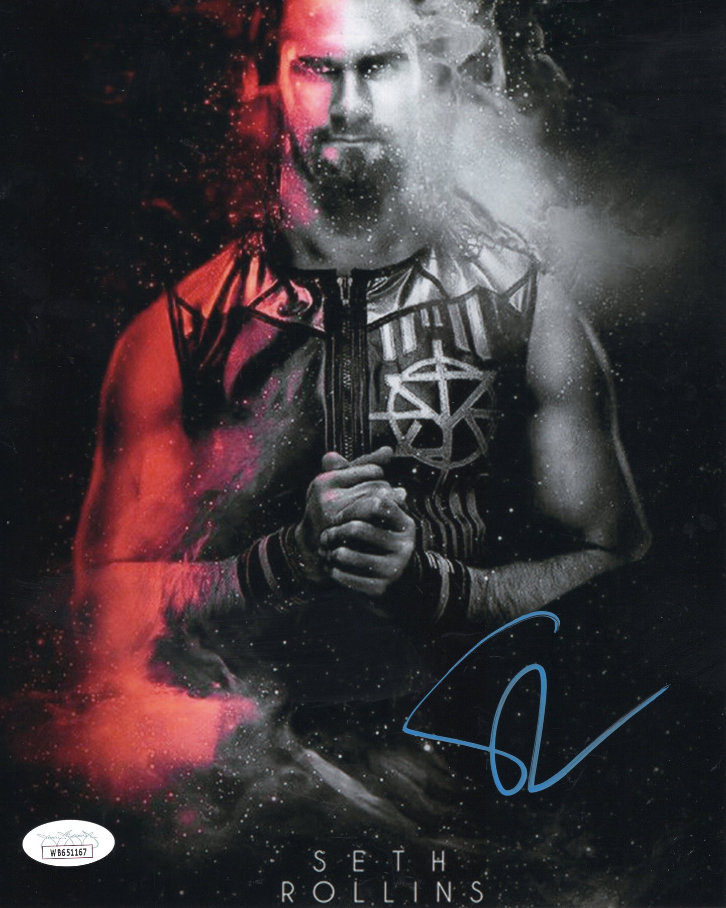 Seth Rollins (metallic 8x10 photo) JSA COA FUNHOUSE METALLIC WWE autographed