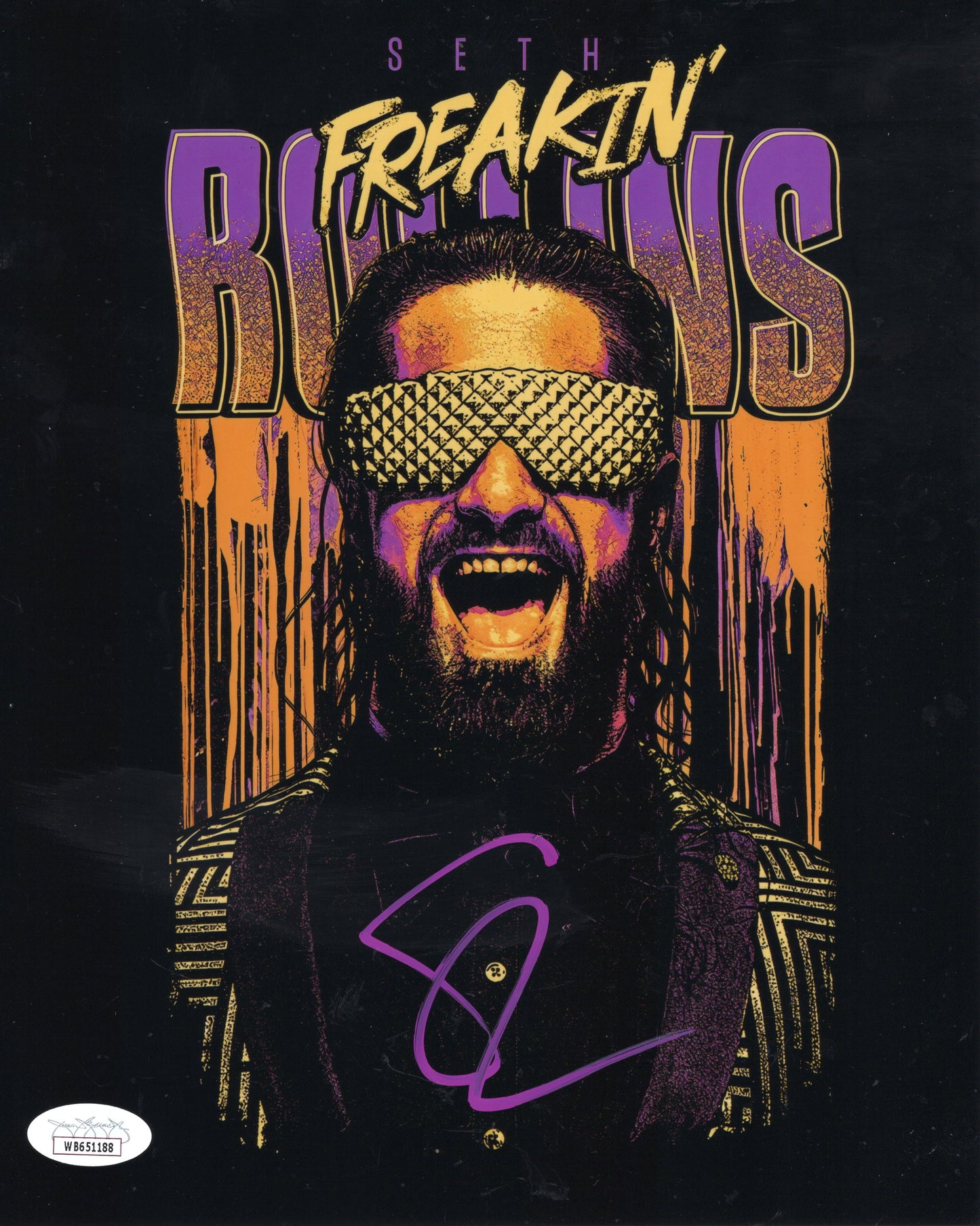 Seth Rollins (metallic 8x10 photo) JSA COA FUNHOUSE METALLIC WWE autographed