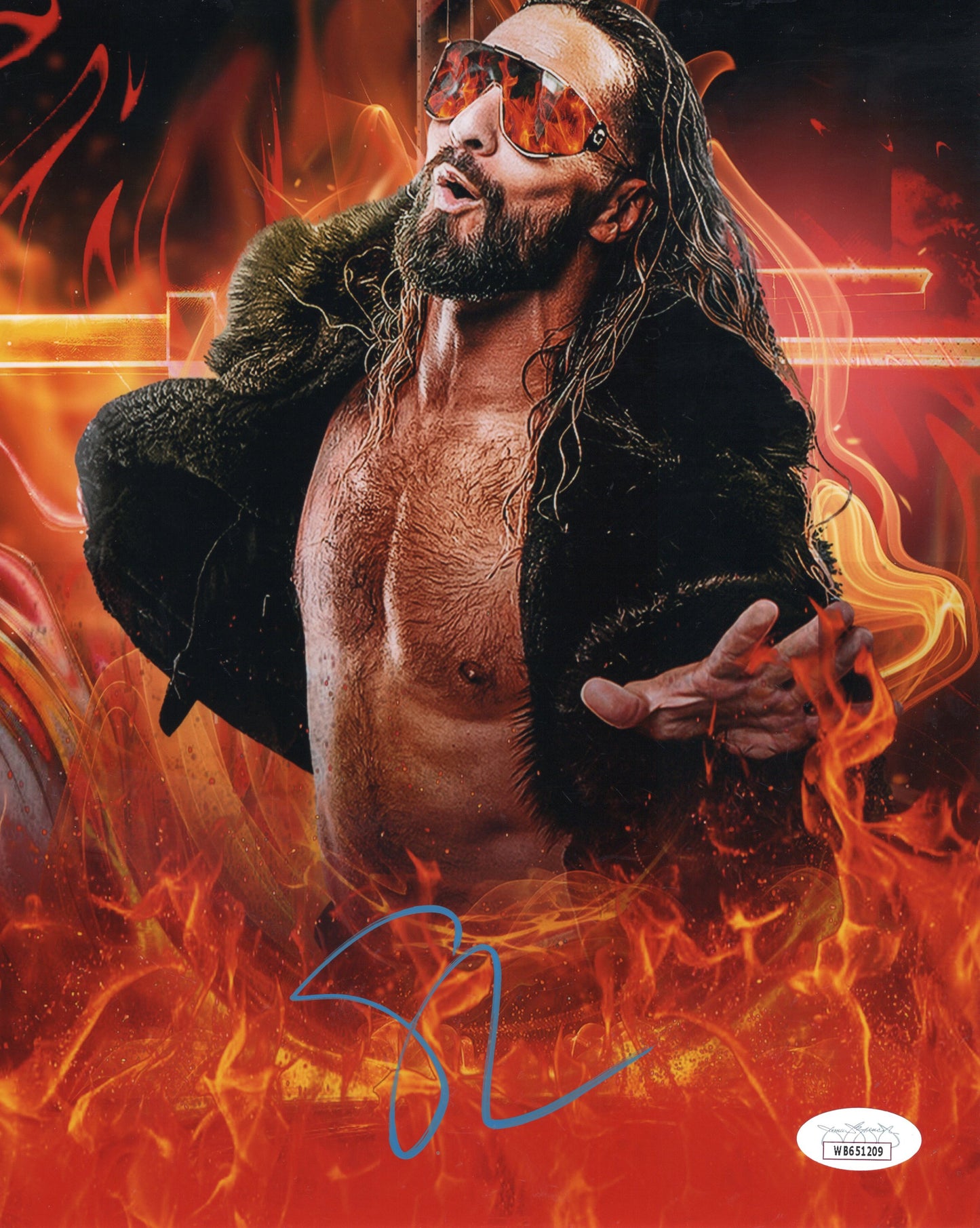 Seth Rollins (metallic 8x10 photo) JSA COA FUNHOUSE METALLIC WWE autographed