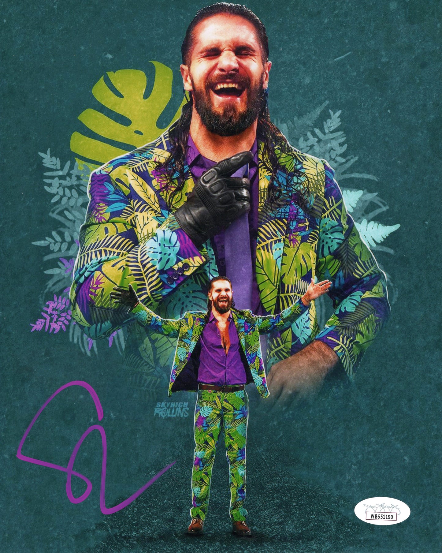 Seth Rollins (metallic 8x10 photo) JSA COA FUNHOUSE METALLIC WWE autographed