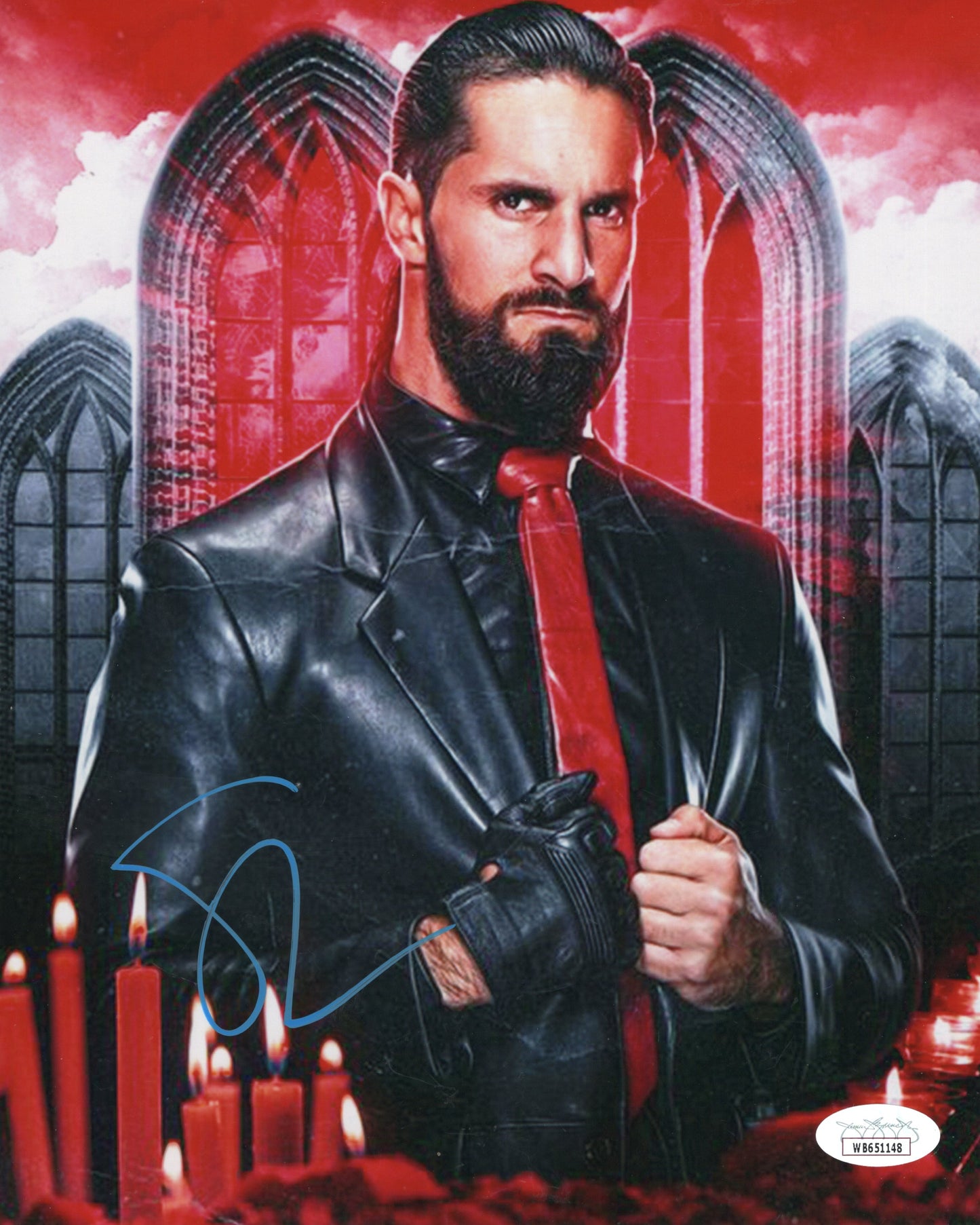 Seth Rollins (metallic 8x10 photo) JSA COA FUNHOUSE METALLIC WWE autographed