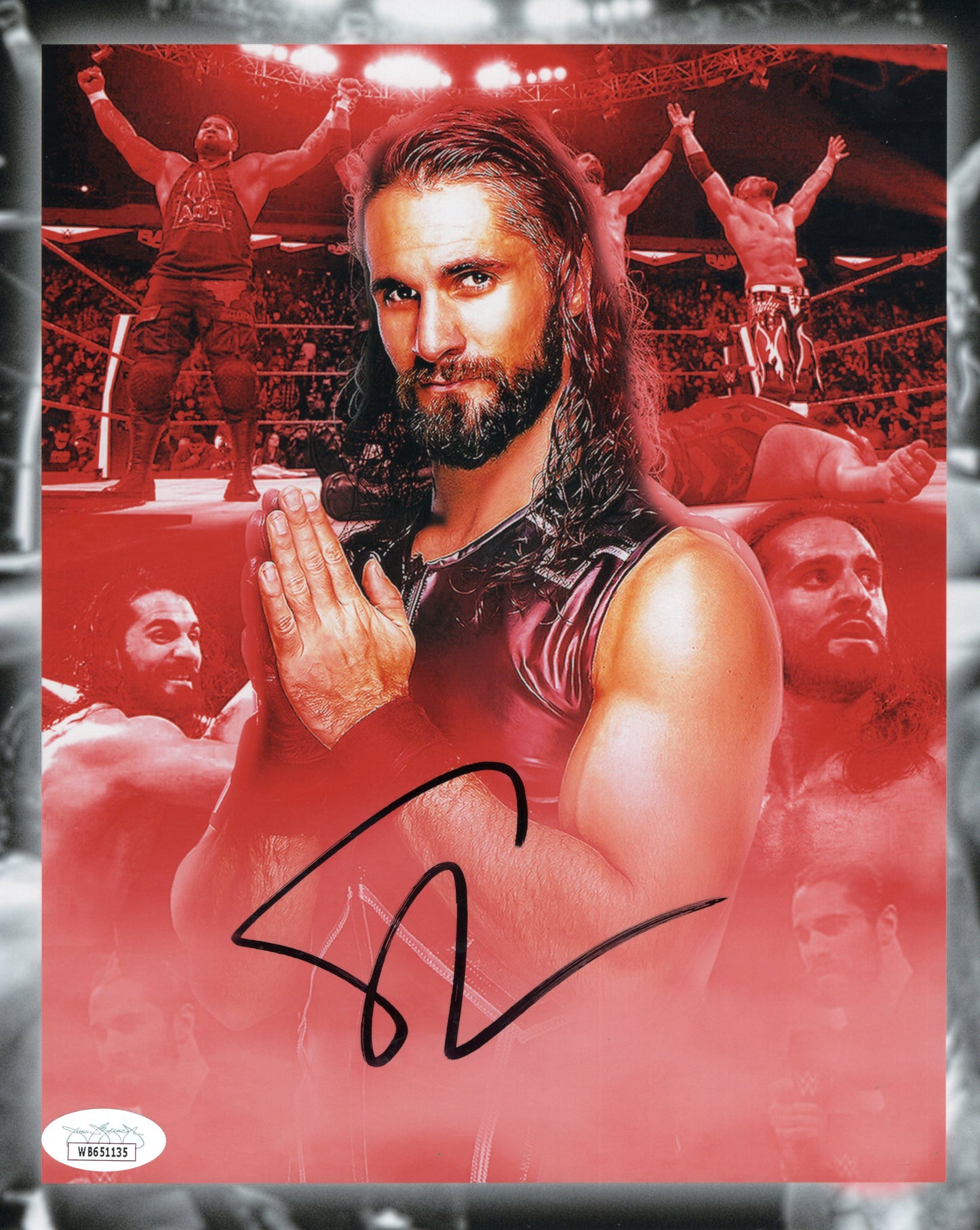Seth Rollins (metallic 8x10 photo) JSA COA FUNHOUSE METALLIC WWE autographed