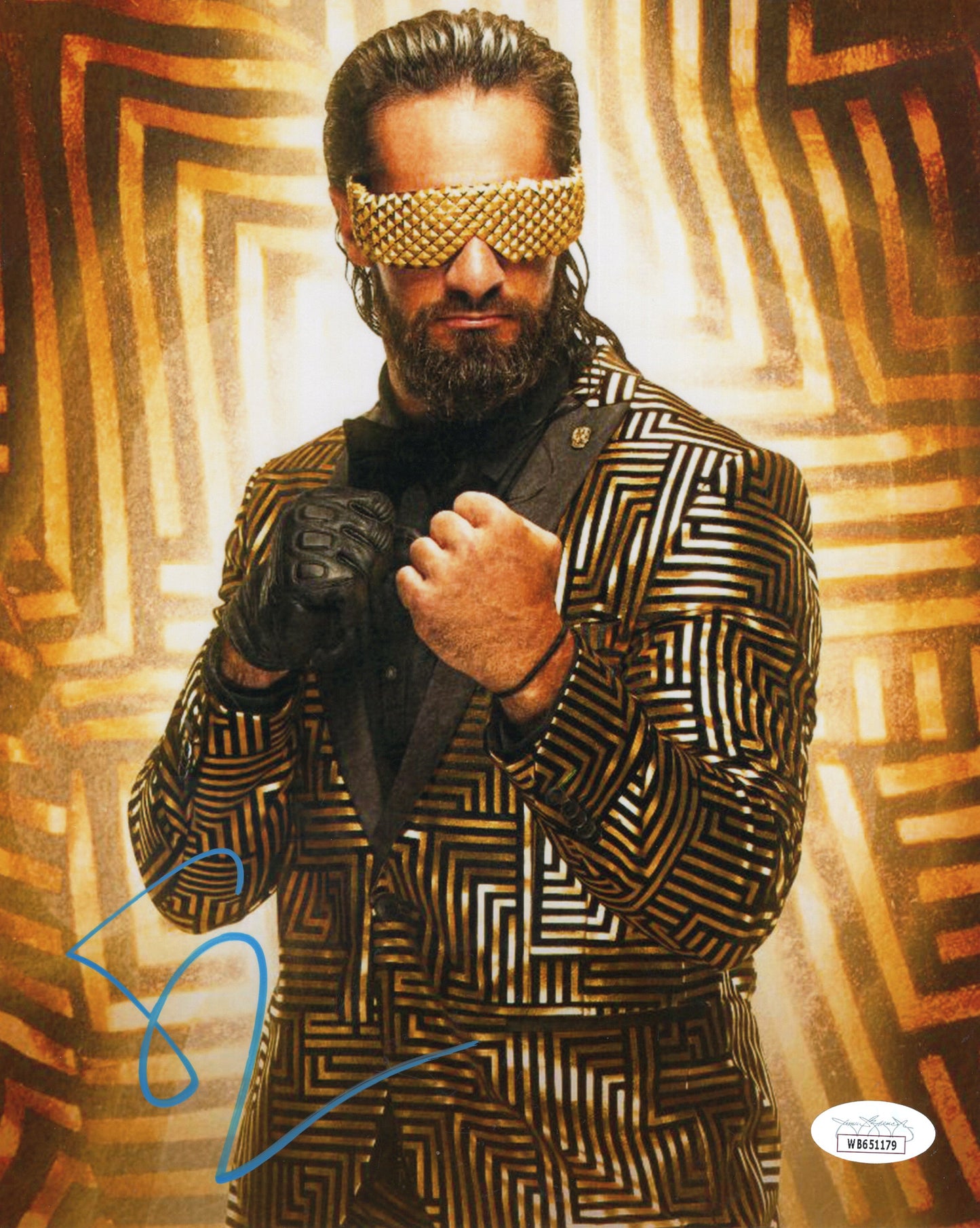 Seth Rollins (metallic 8x10 photo) JSA COA FUNHOUSE METALLIC WWE autographed