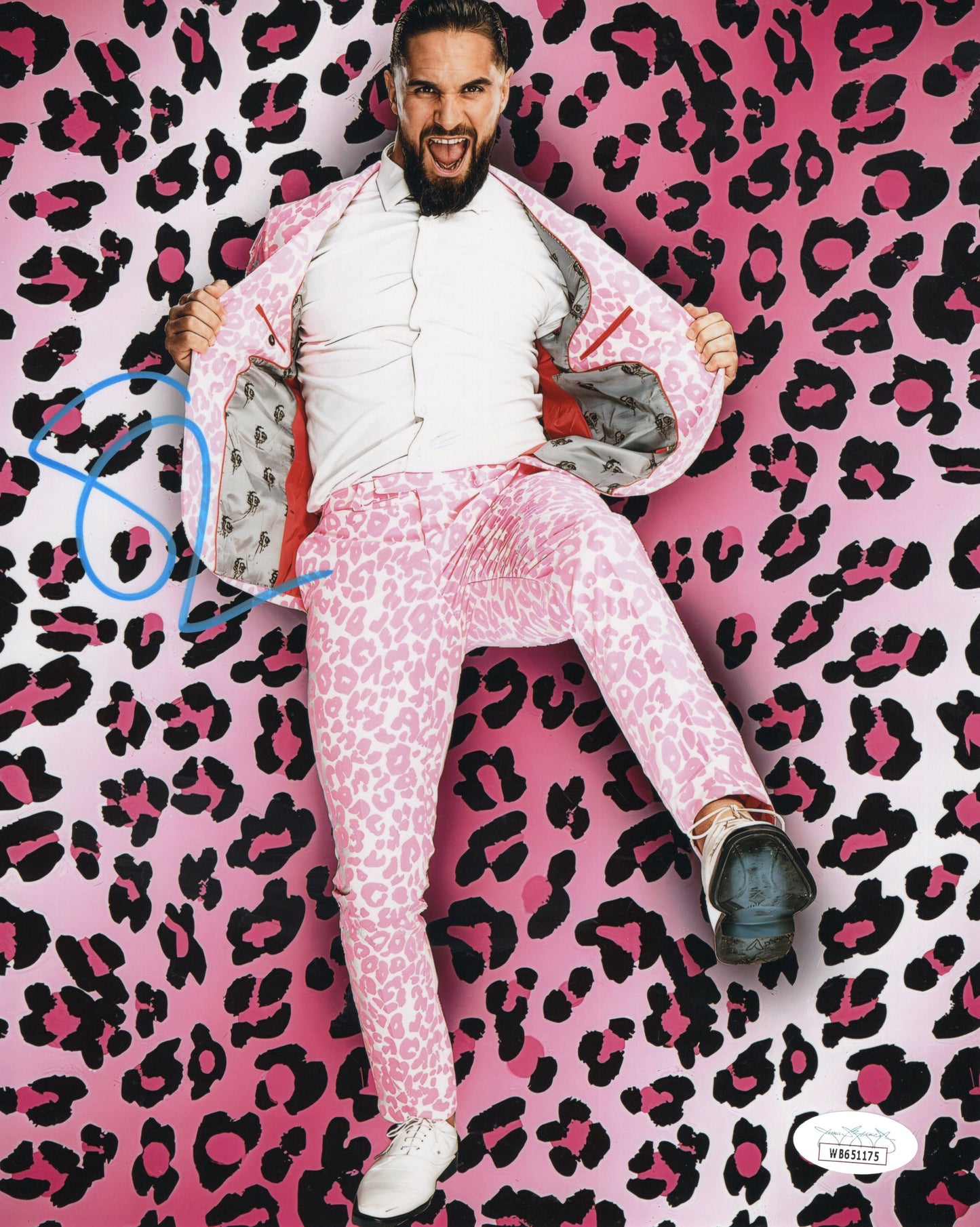 Seth Rollins (metallic 8x10 photo) JSA COA FUNHOUSE METALLIC WWE autographed