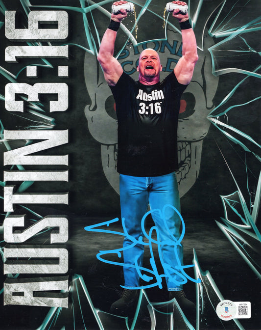 Stone Cold Steve Austin BAS Funhouse metallic 8x10 WWE photo signed autographed