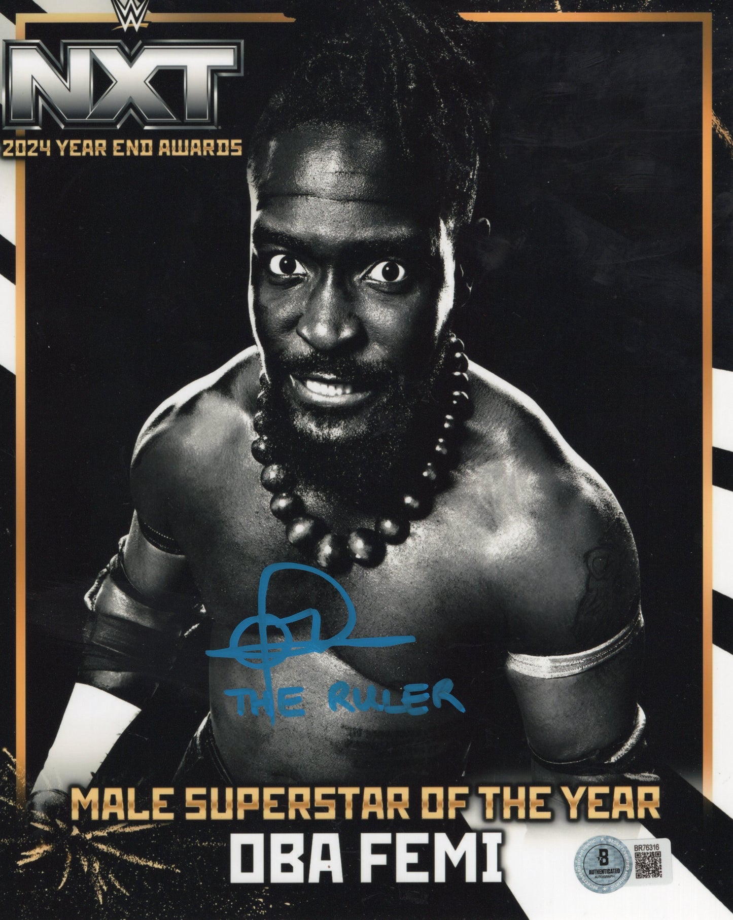 Oba Femi (8x10) Beckett COA NXT WWE photo signed auto autographed inscribed
