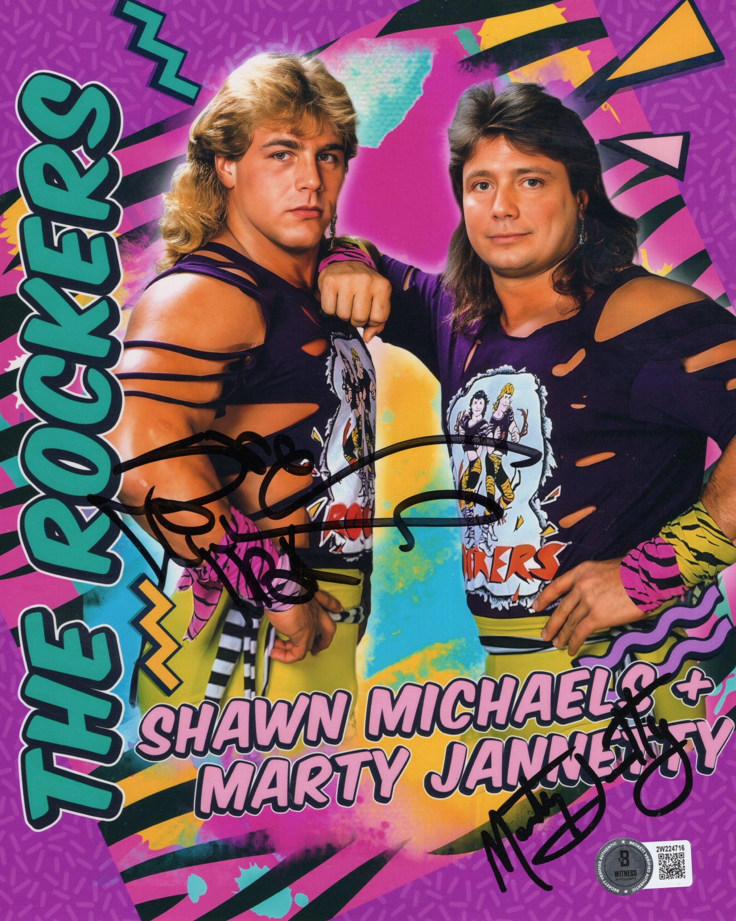 The Rockers Beckett Witness COA BAS (8x10 metallic) Funhouse photo signed autographed WWF