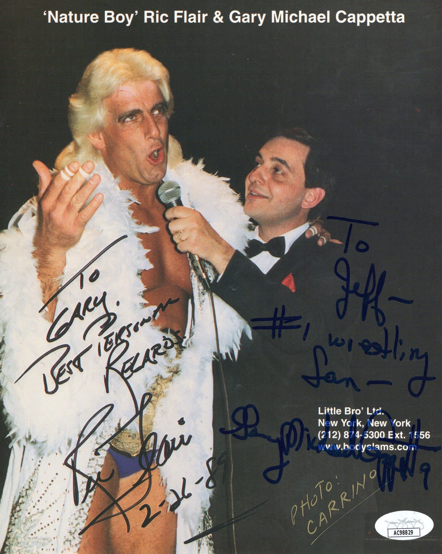 Ric Flair Gary Michael Cappetta(8x10) jsa coa photo signed autographed WCW RARE