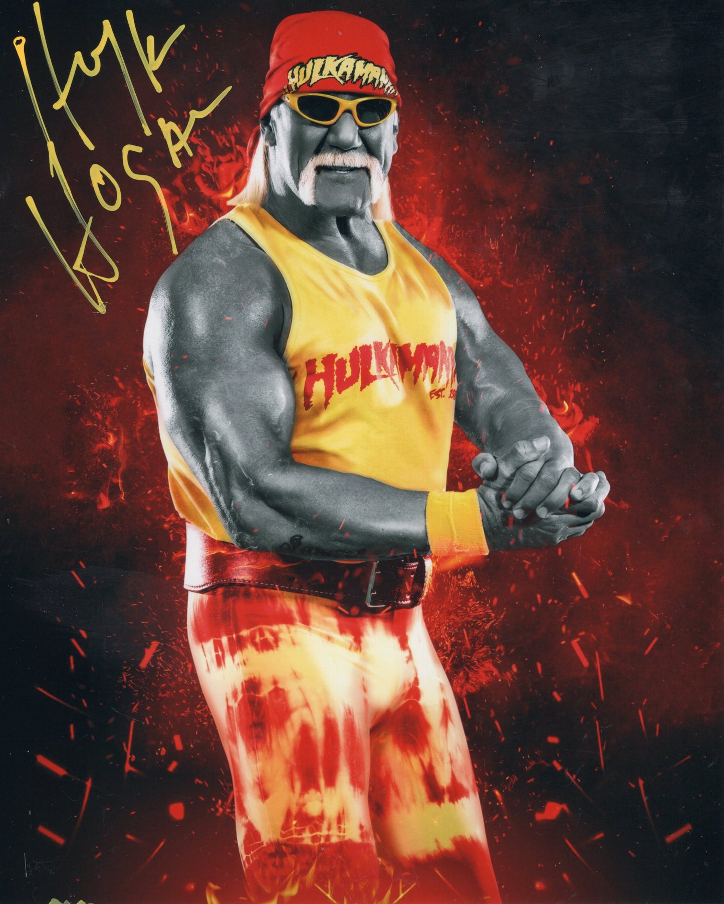 Hulk Hogan (metallic 8x10) photo Beach Shop COA TNA WWF WCW signed autographed