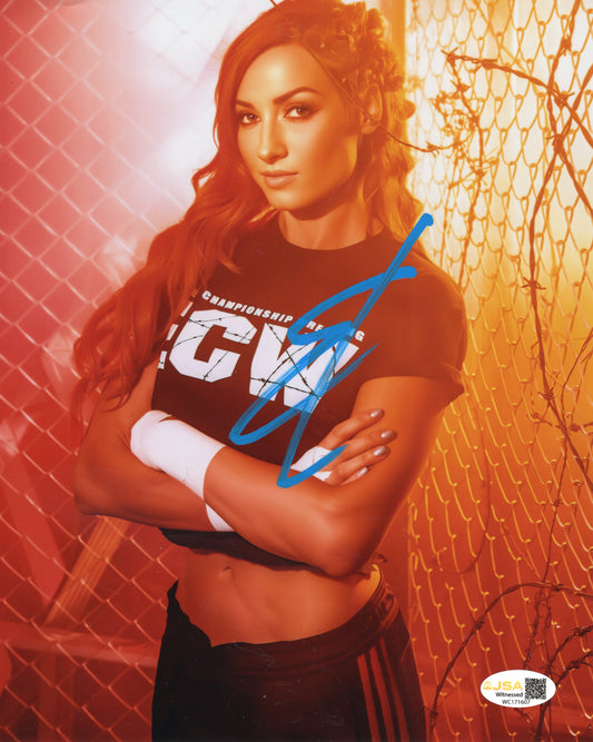 Becky Lynch (metallic 8x10) FUNHOUSE photo signed auto autographed JSA WITNESSED COA