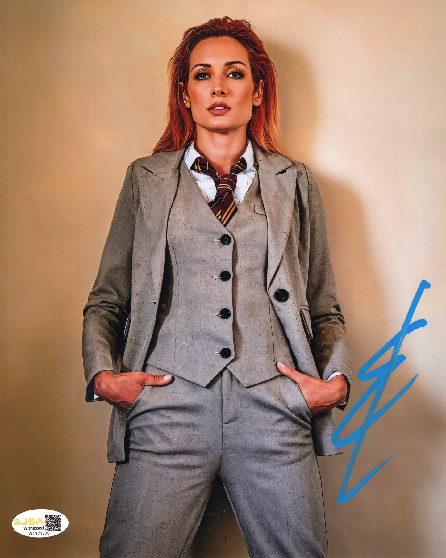 Becky Lynch (metallic 8x10) FUNHOUSE photo signed auto autographed JSA WITNESS COA