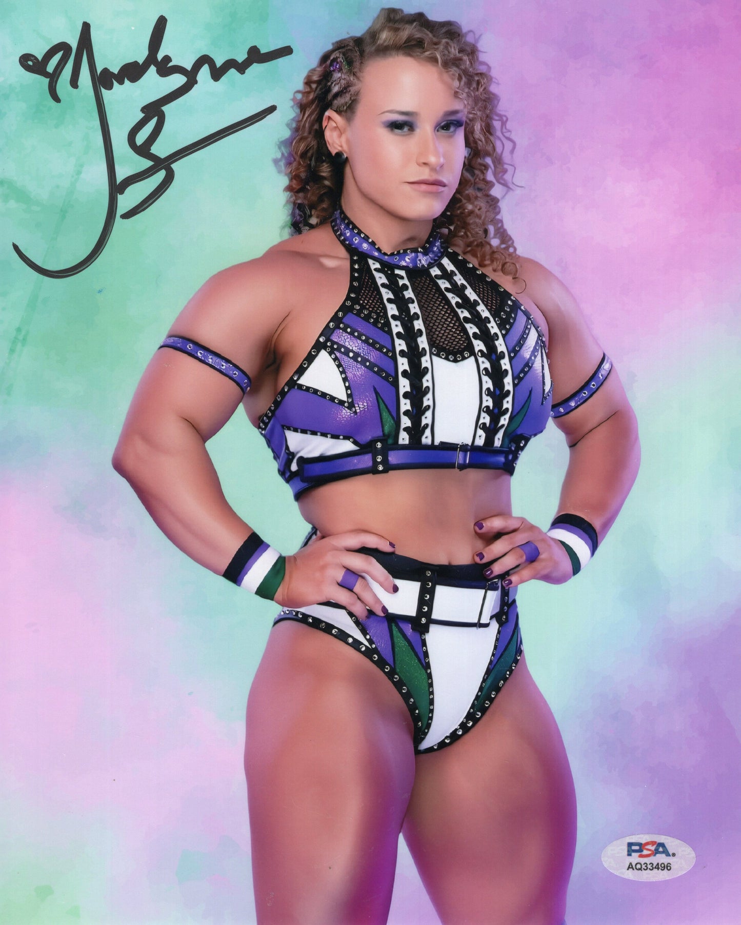 Jordynne Grace (metallic 8x10 photo) PSA COA FUNHOUSE WWE NXT TNA autographed signed
