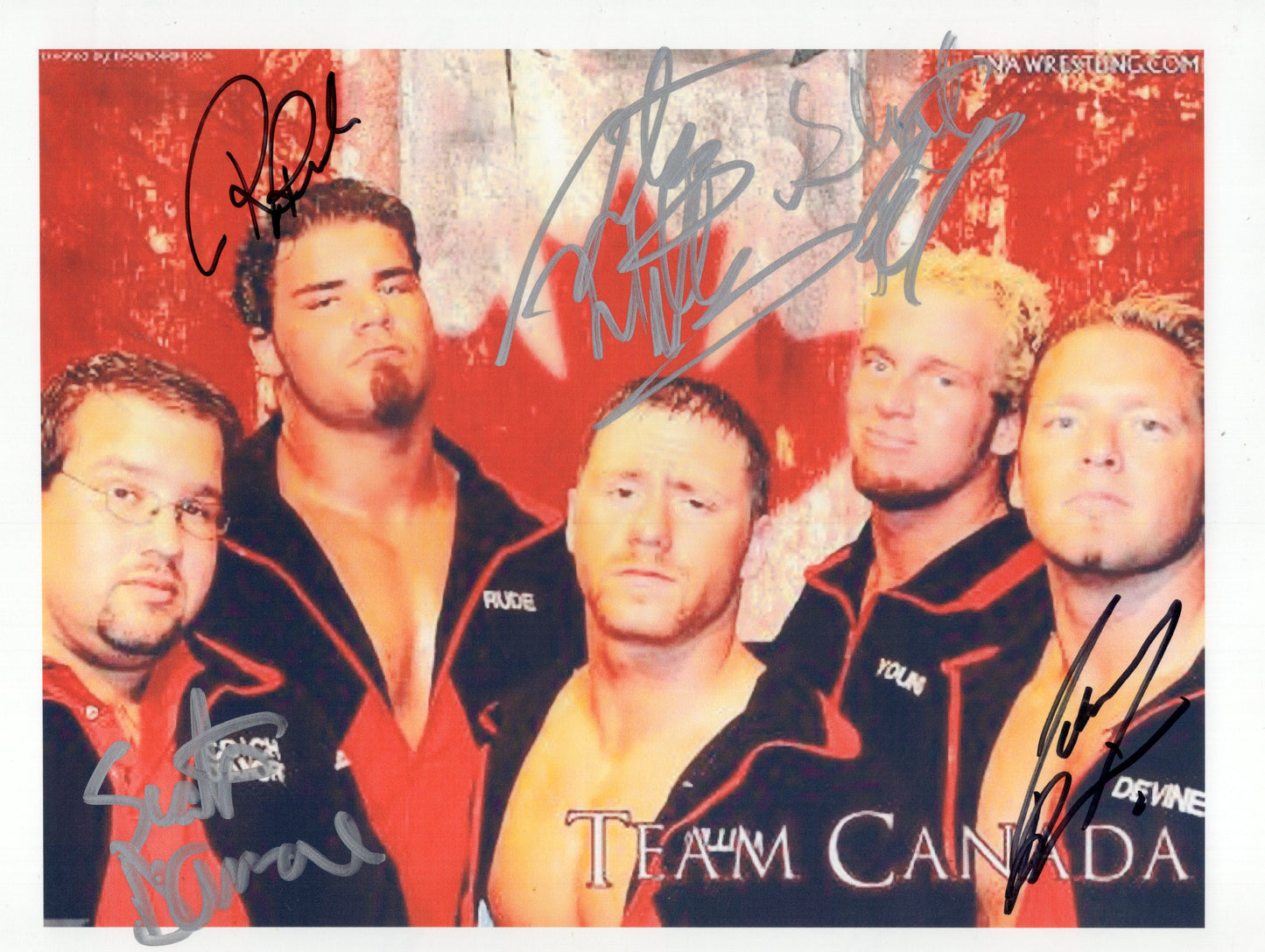 Team Canada Multisigned TNA Total Nonstop Action 8.5x11 photo signed autographed